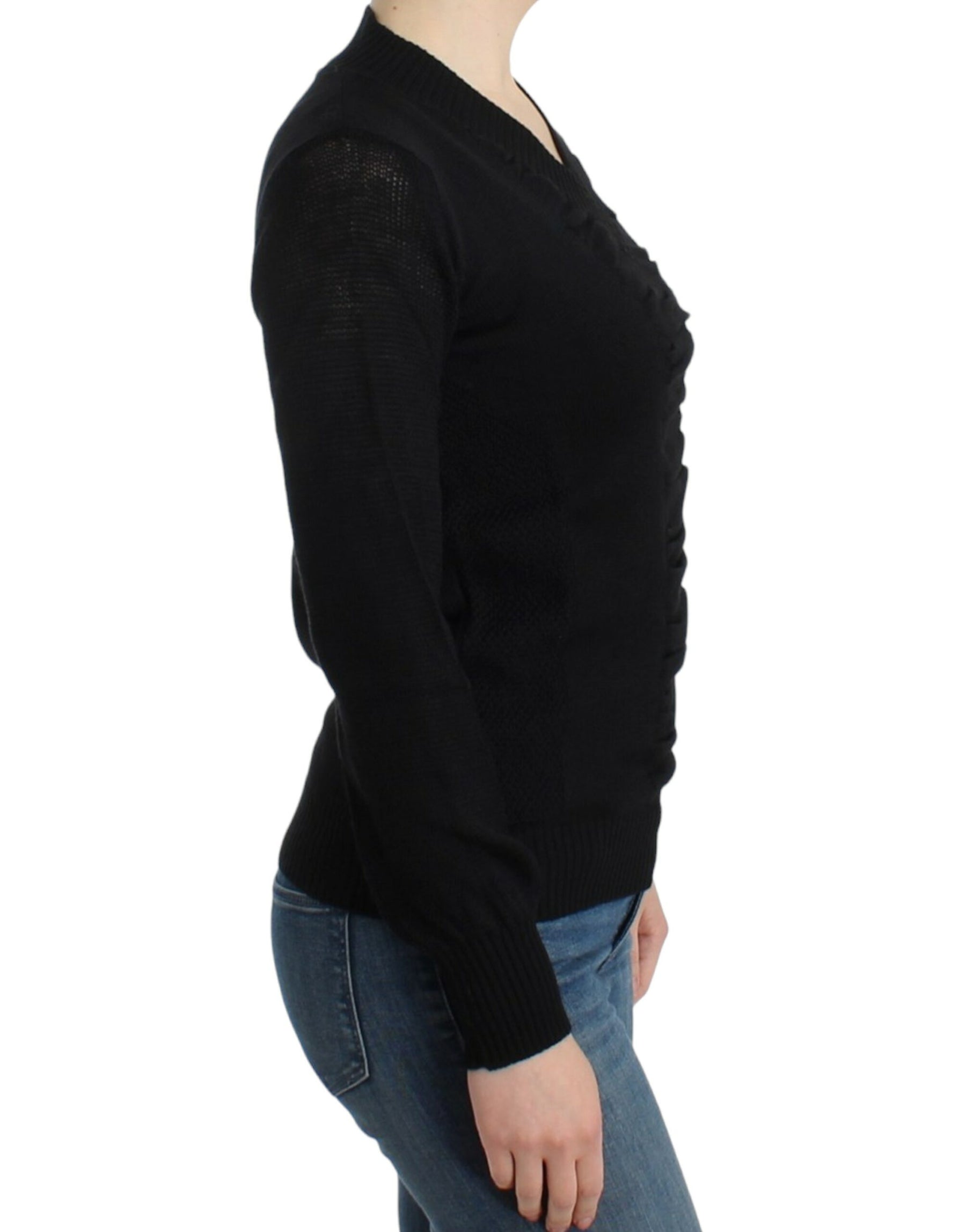 Costume National Black V-neck wool sweater | Regal Royce
