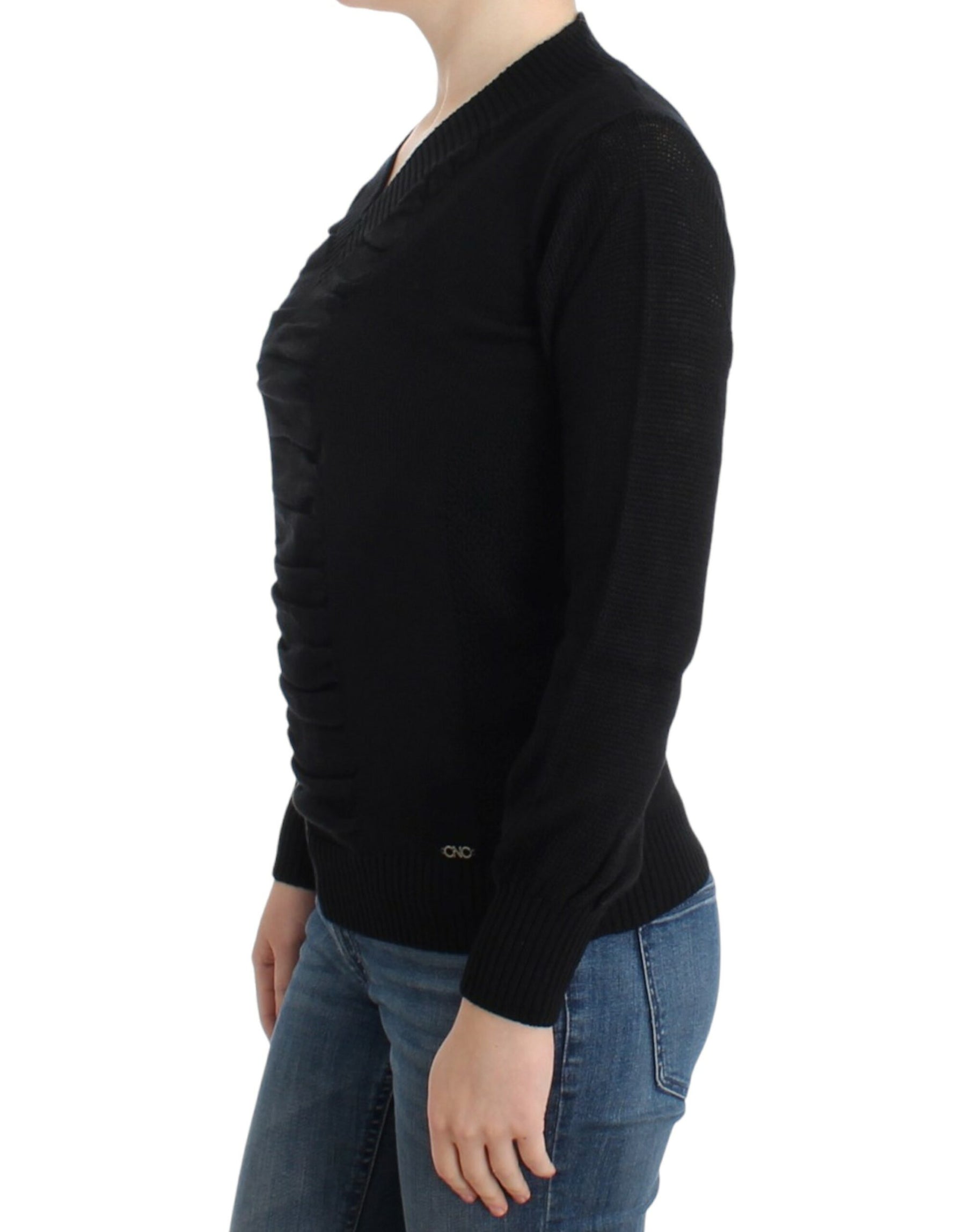Costume National Black V-neck wool sweater | Regal Royce