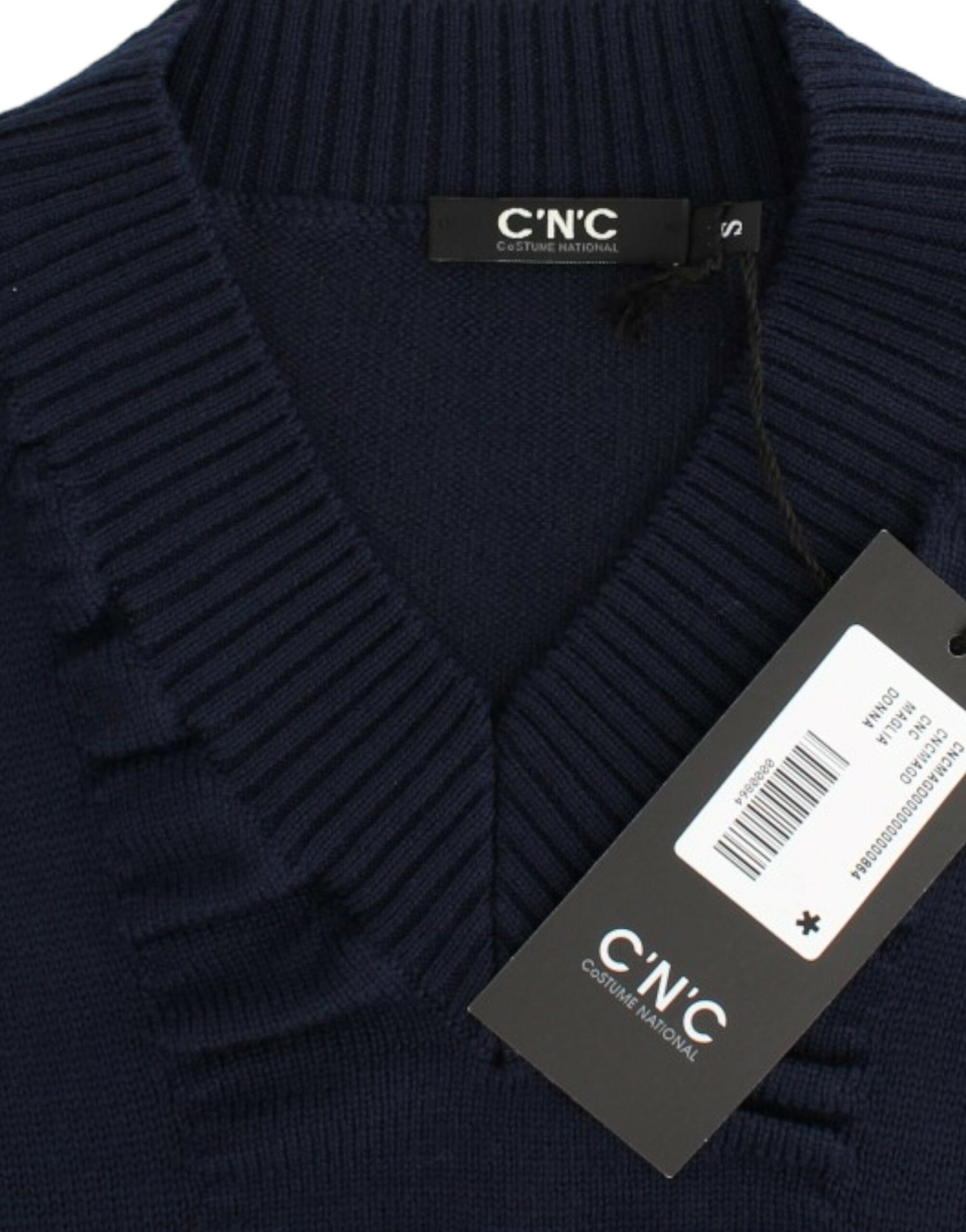 Costume National Dark blue V-neck wool sweater | Regal Royce