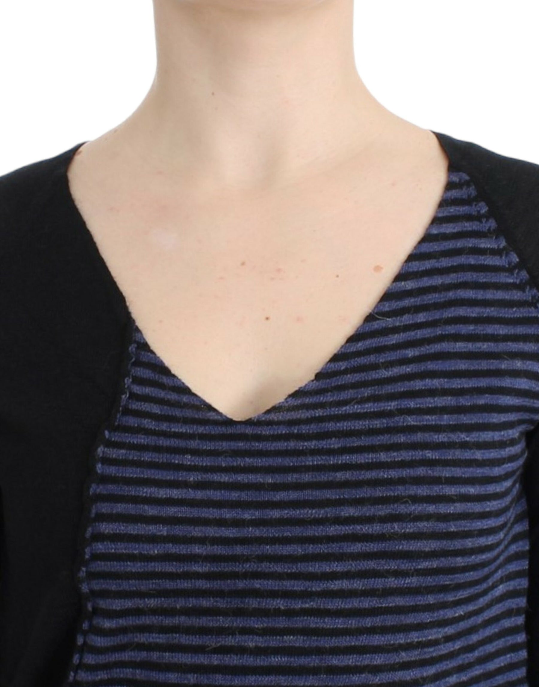 Costume National Black striped V-neck sweater | Regal Royce