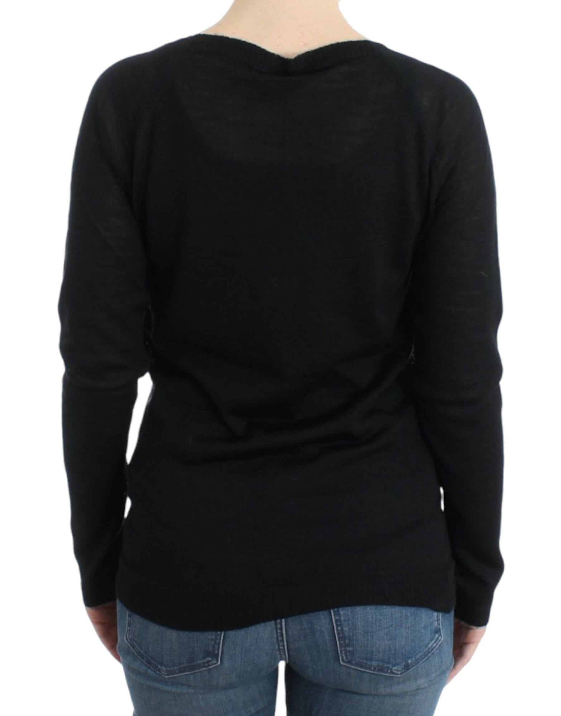 Costume National Black striped V-neck sweater | Regal Royce
