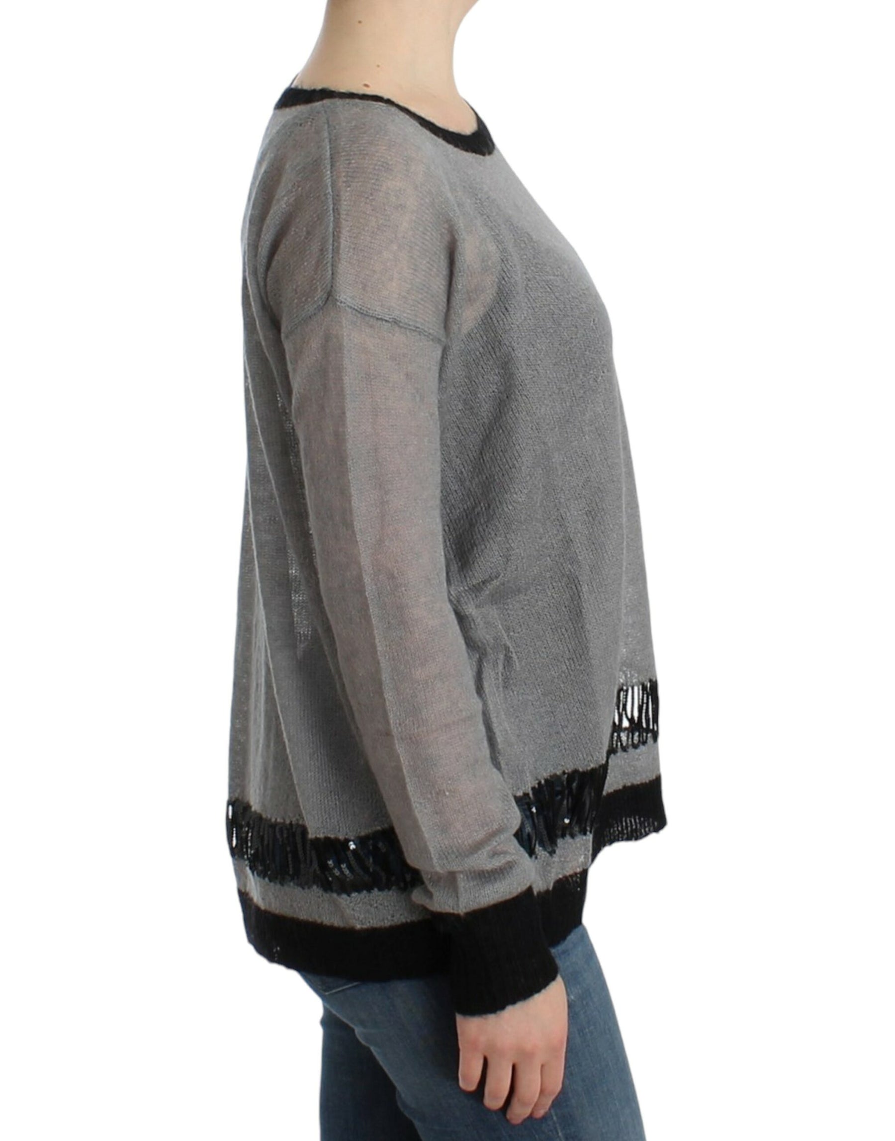 Costume National Gray embellished asymmetric sweater | Regal Royce