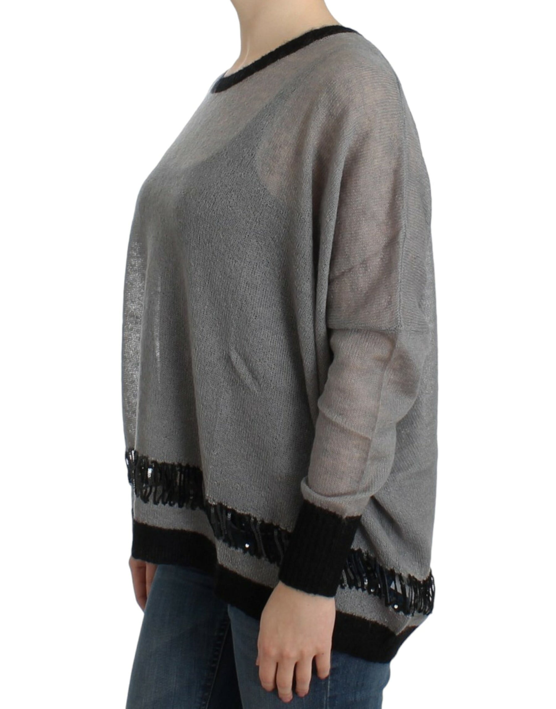 Costume National Gray embellished asymmetric sweater | Regal Royce