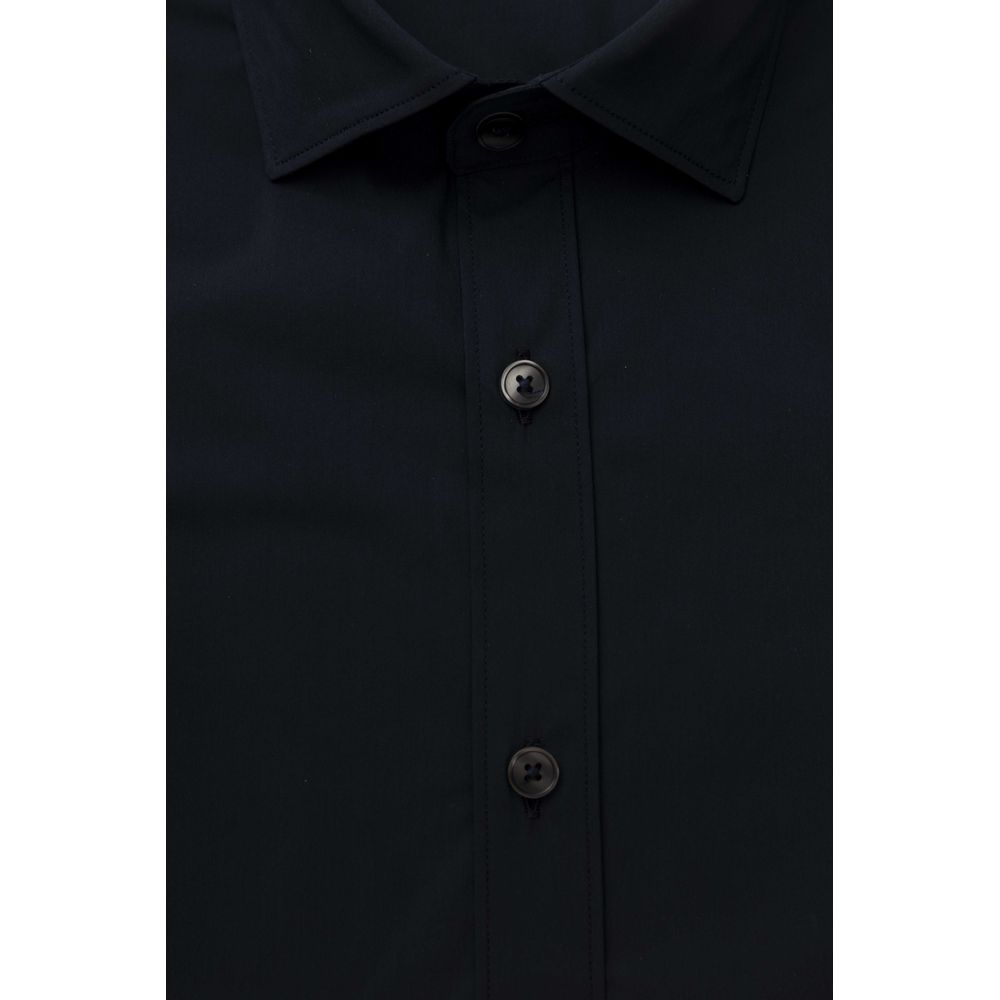Bagutta Blue Cotton Men Shirt Slim Fit with French Collar | Regal Royce