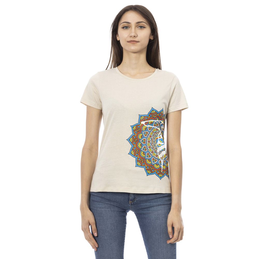 Trussardi Action Beige Cotton Women T-Shirt | Regal Royce
