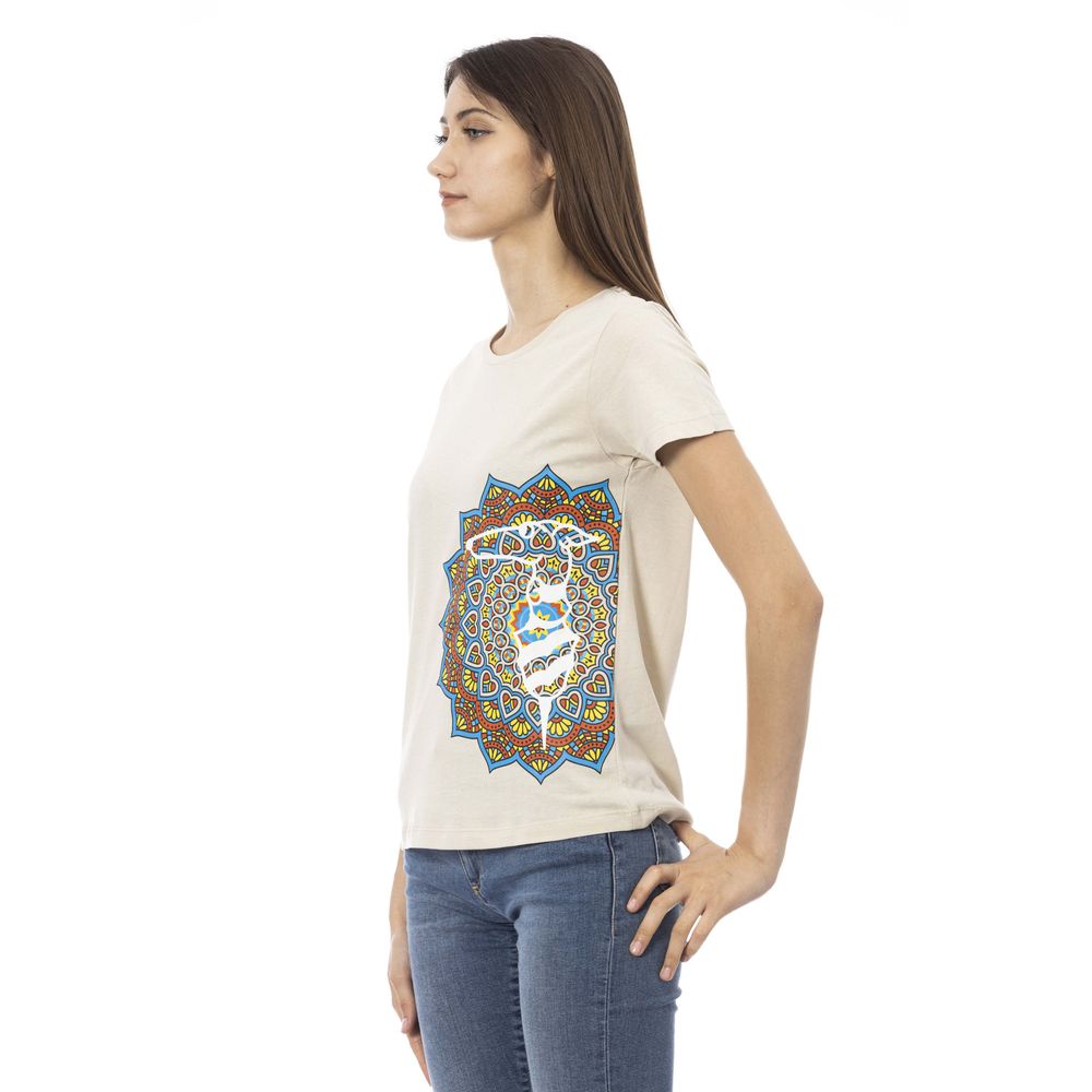 Trussardi Action Beige Cotton Women T-Shirt | Regal Royce