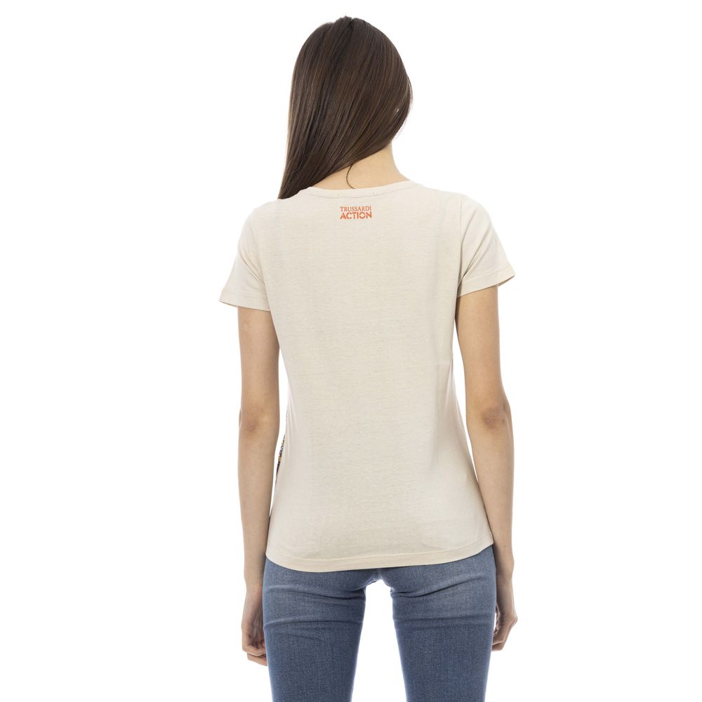 Trussardi Action Beige Cotton Women T-Shirt | Regal Royce