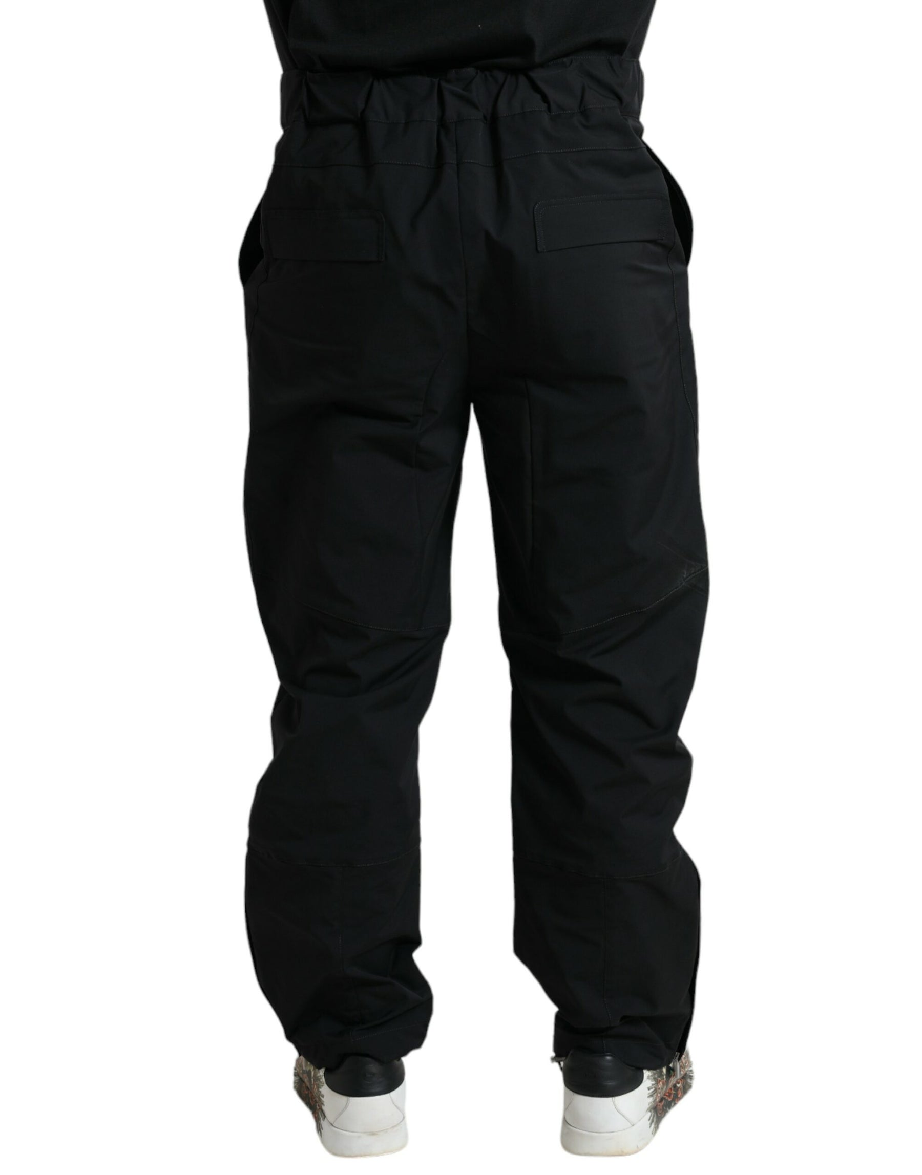 Dolce & Gabbana Black Polyester Logo Straight Pants | Regal Royce