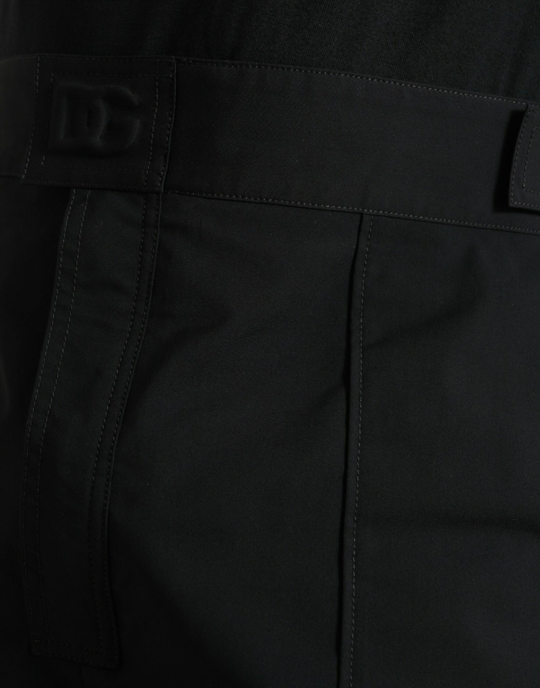Dolce & Gabbana Black Polyester Logo Straight Pants | Regal Royce