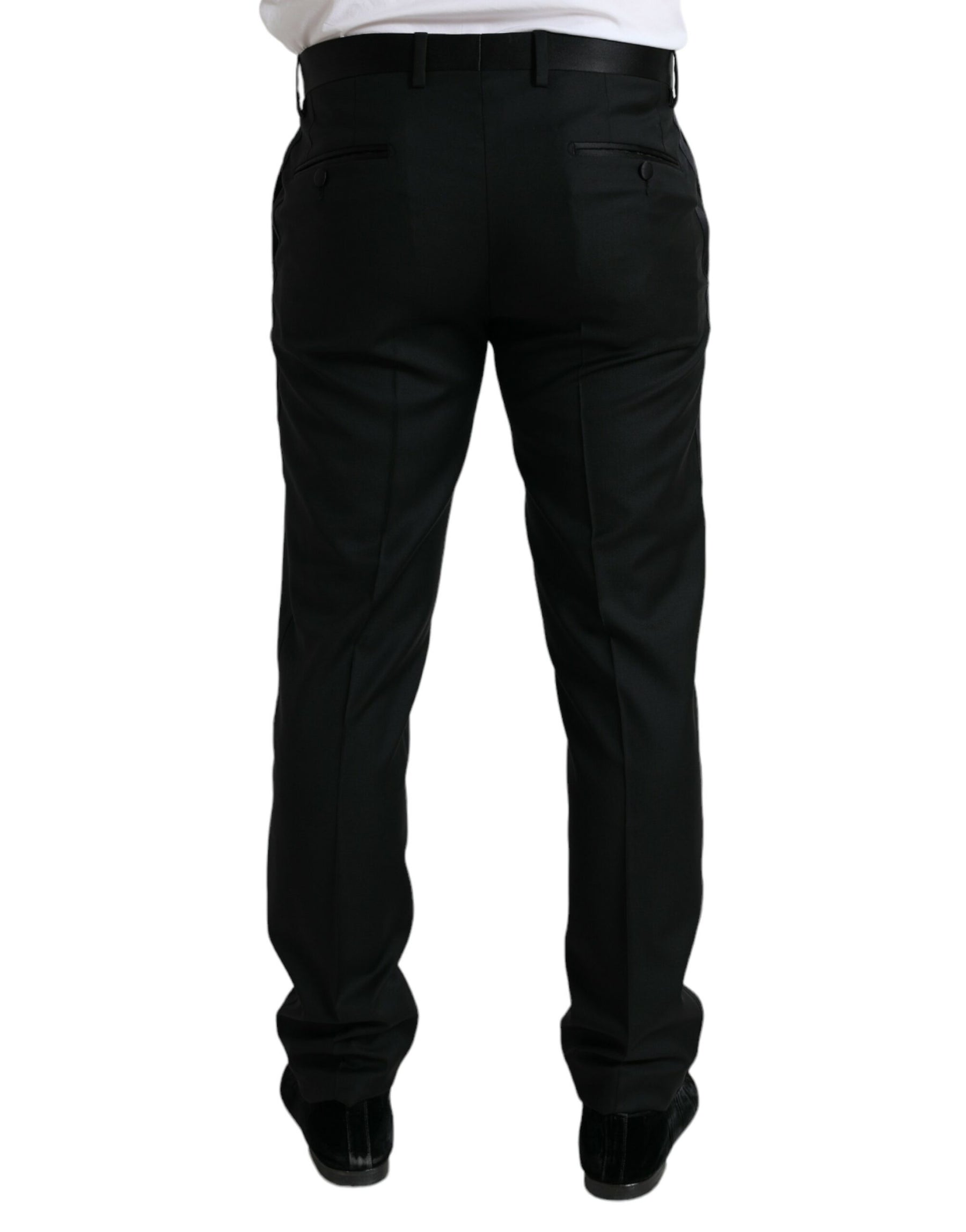 Dolce & Gabbana Black Wool Slim Fit Formal Trouser Dress Pants | Regal Royce