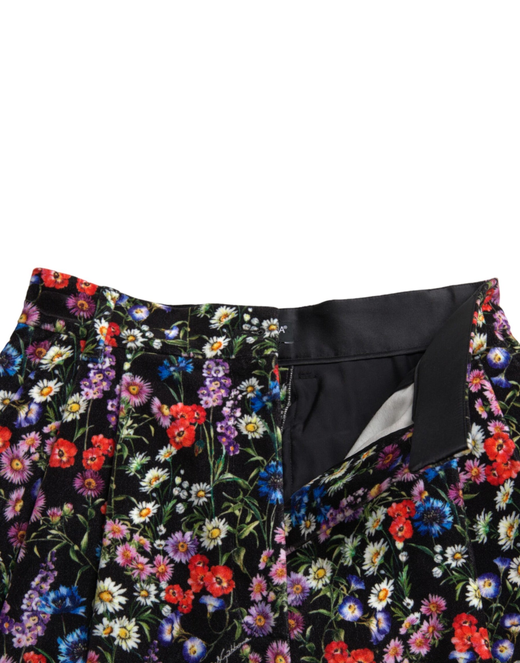 Dolce & Gabbana Black Floral High Waist Hot Pants Shorts | Regal Royce