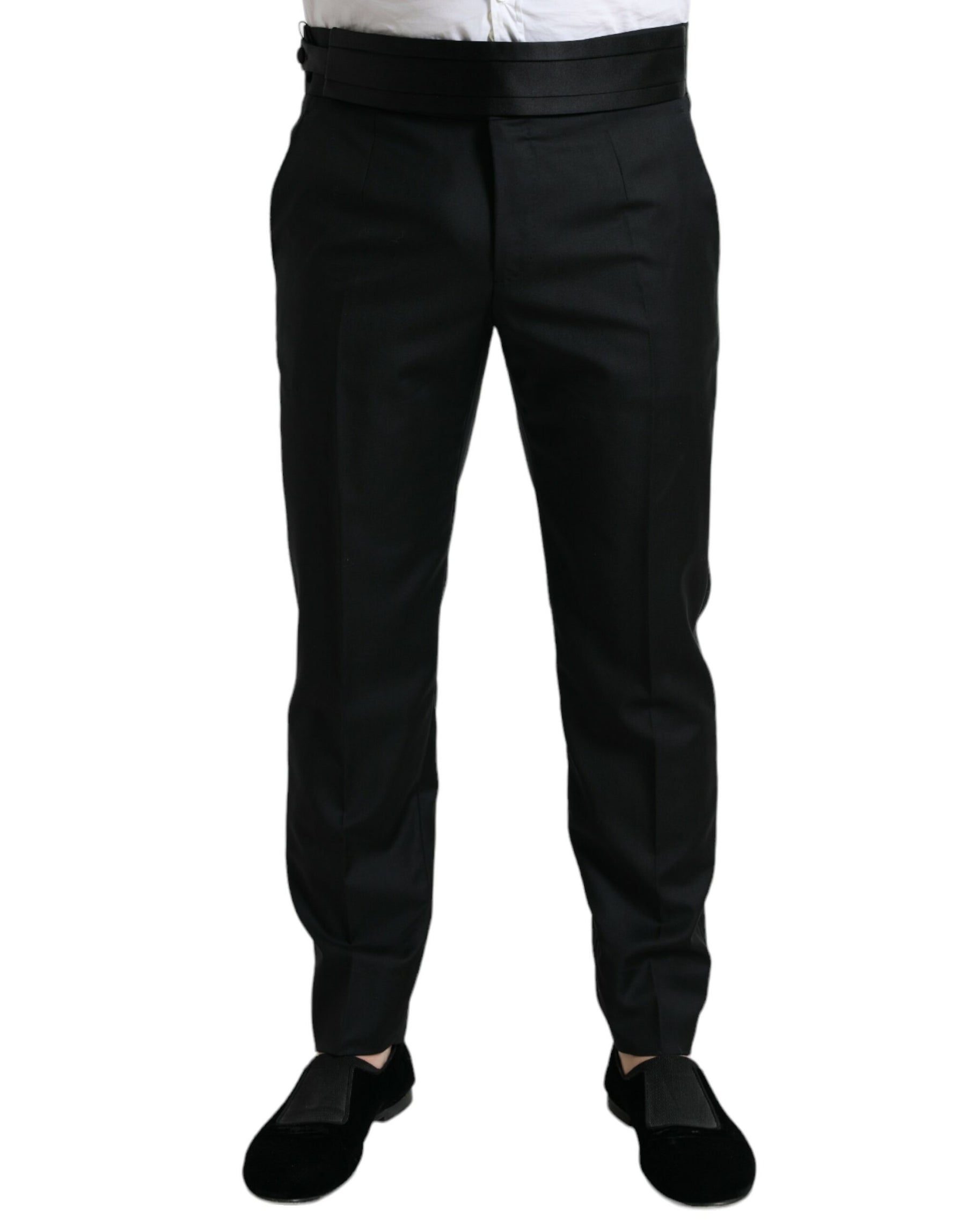 Dolce & Gabbana Black Wool Slim Fit Formal Trouser Dress Pants | Regal Royce