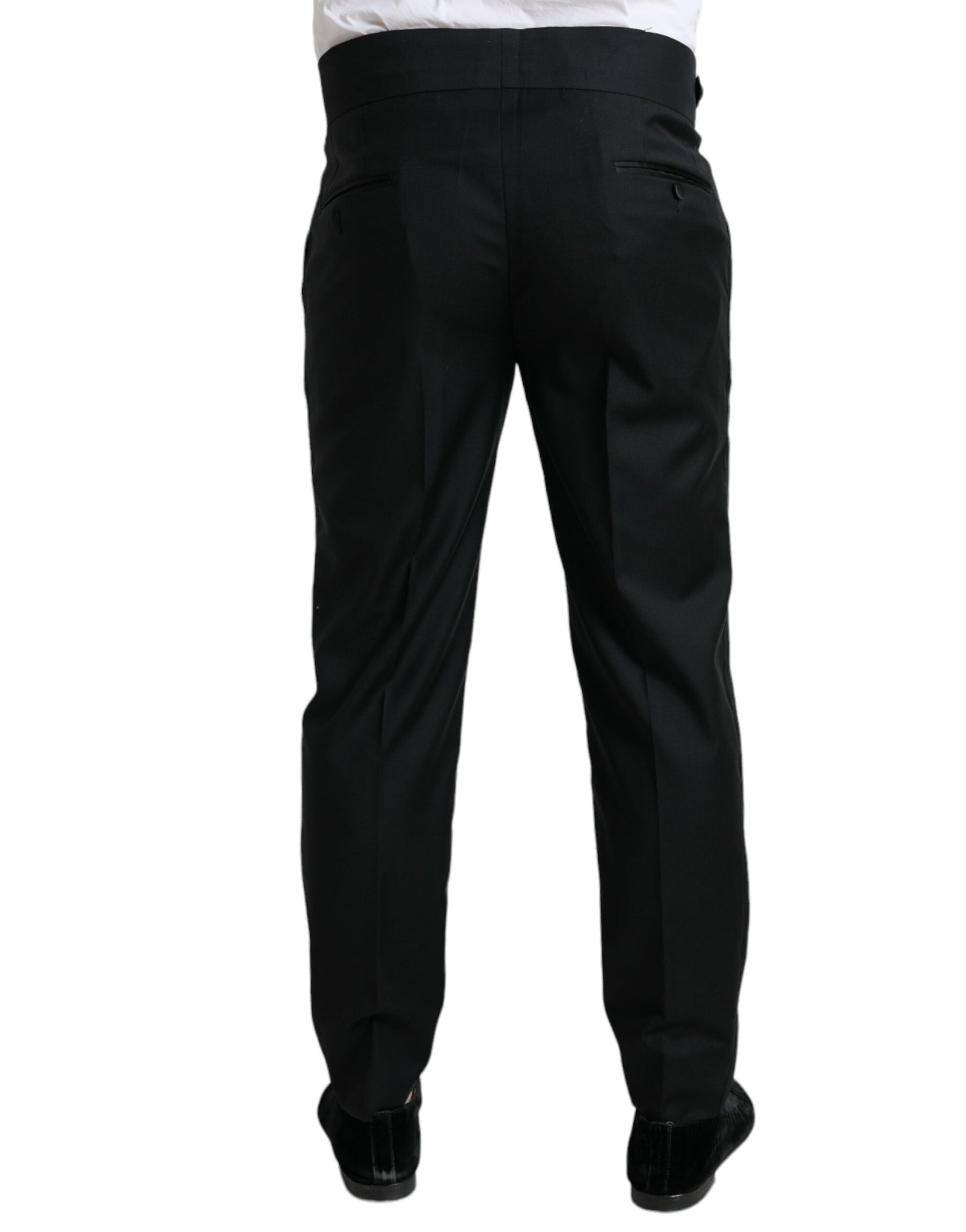 Dolce & Gabbana Black Wool Slim Fit Formal Trouser Dress Pants | Regal Royce