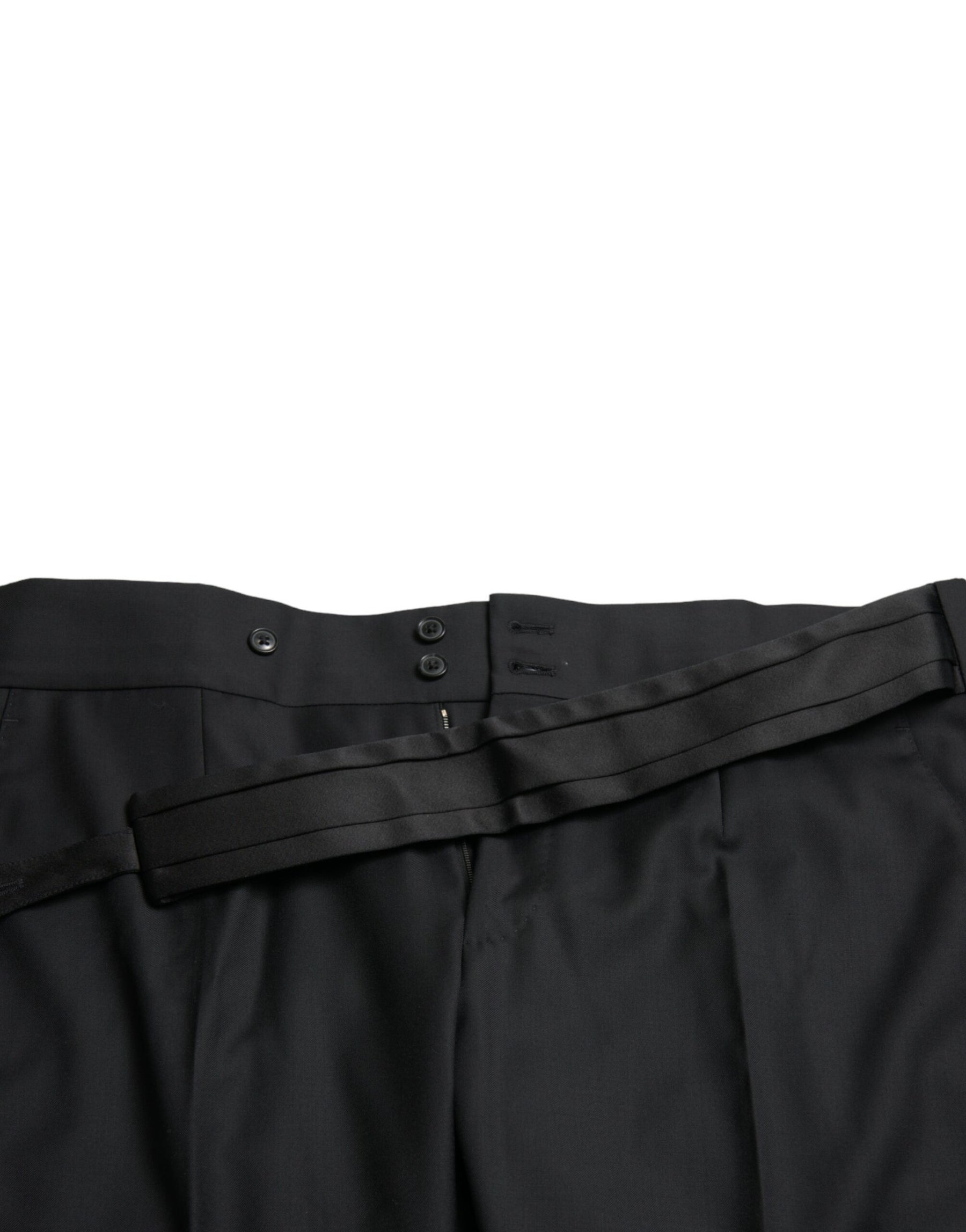 Dolce & Gabbana Black Wool Slim Fit Formal Trouser Dress Pants | Regal Royce