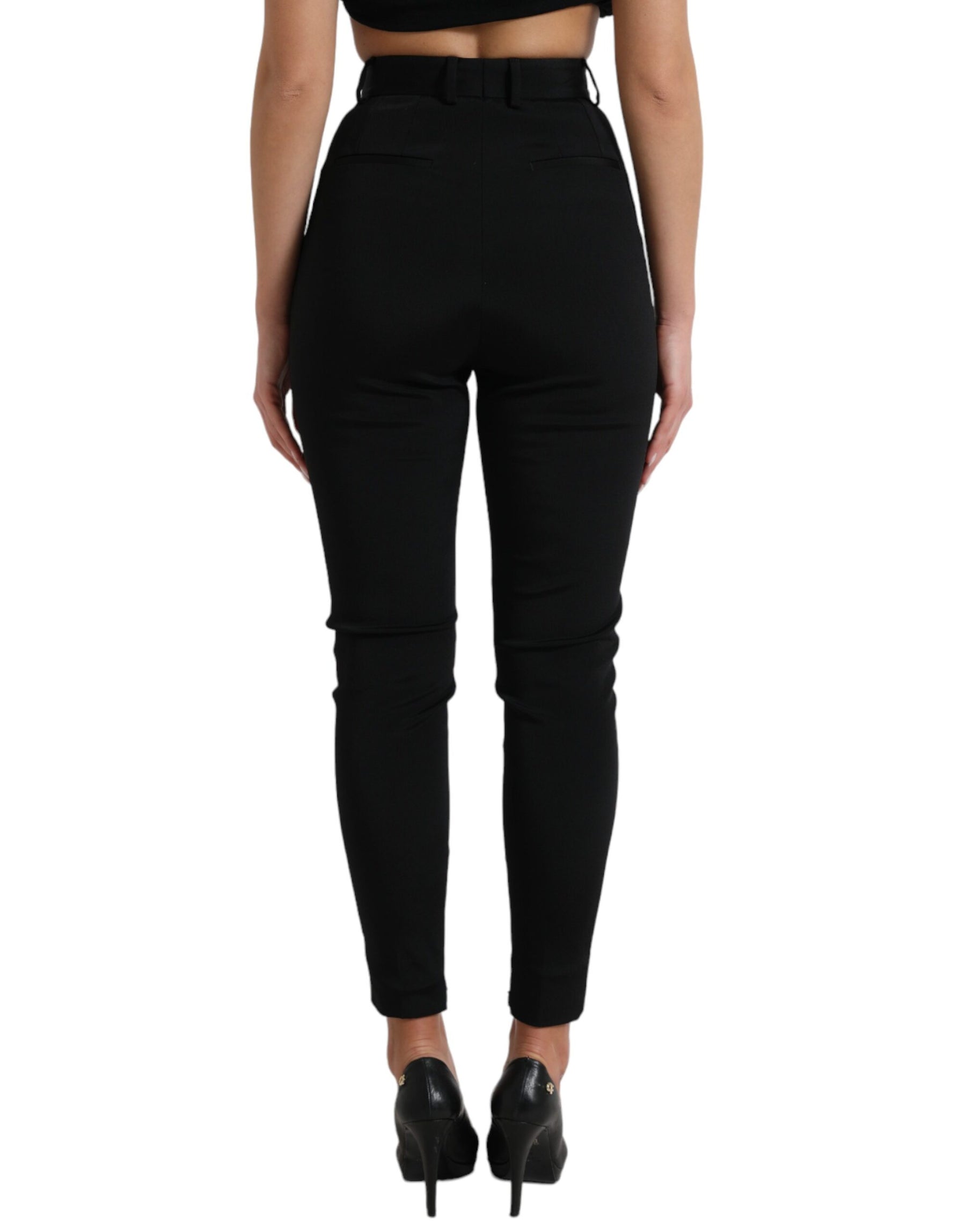 Dolce & Gabbana Black Wool Stretch High Waist Skinny Pants | Regal Royce