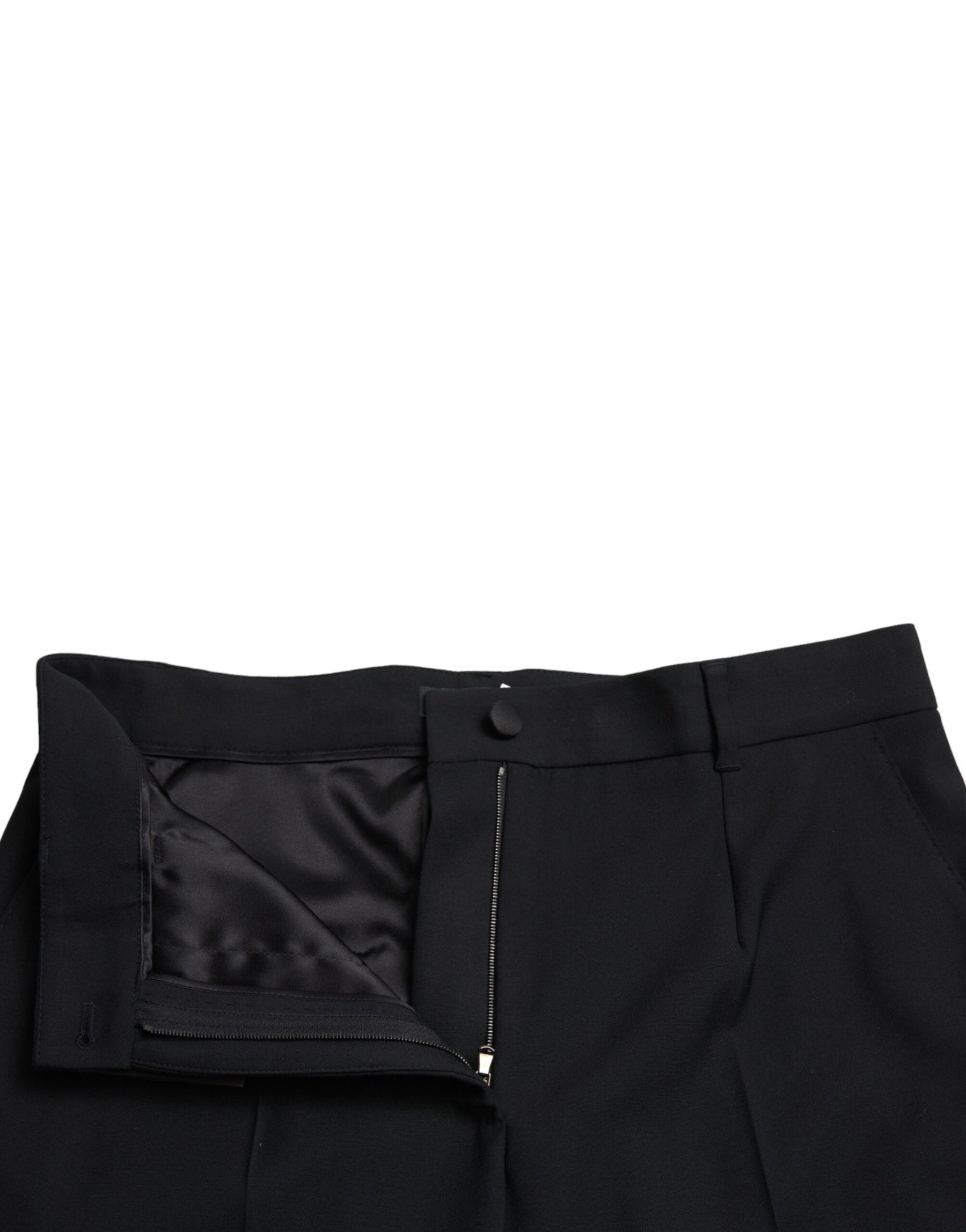 Dolce & Gabbana Black Wool High Waist Straight Pants | Regal Royce
