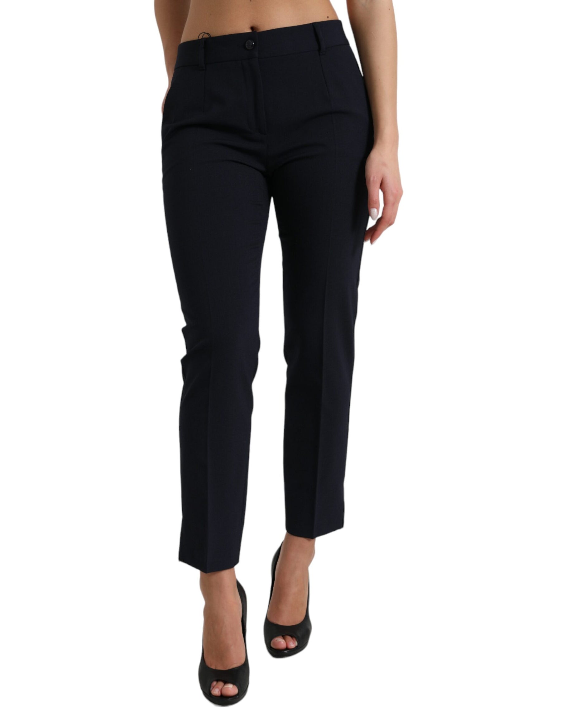 Dolce & Gabbana Blue Mid Waist Tapered Cropped Pants | Regal Royce