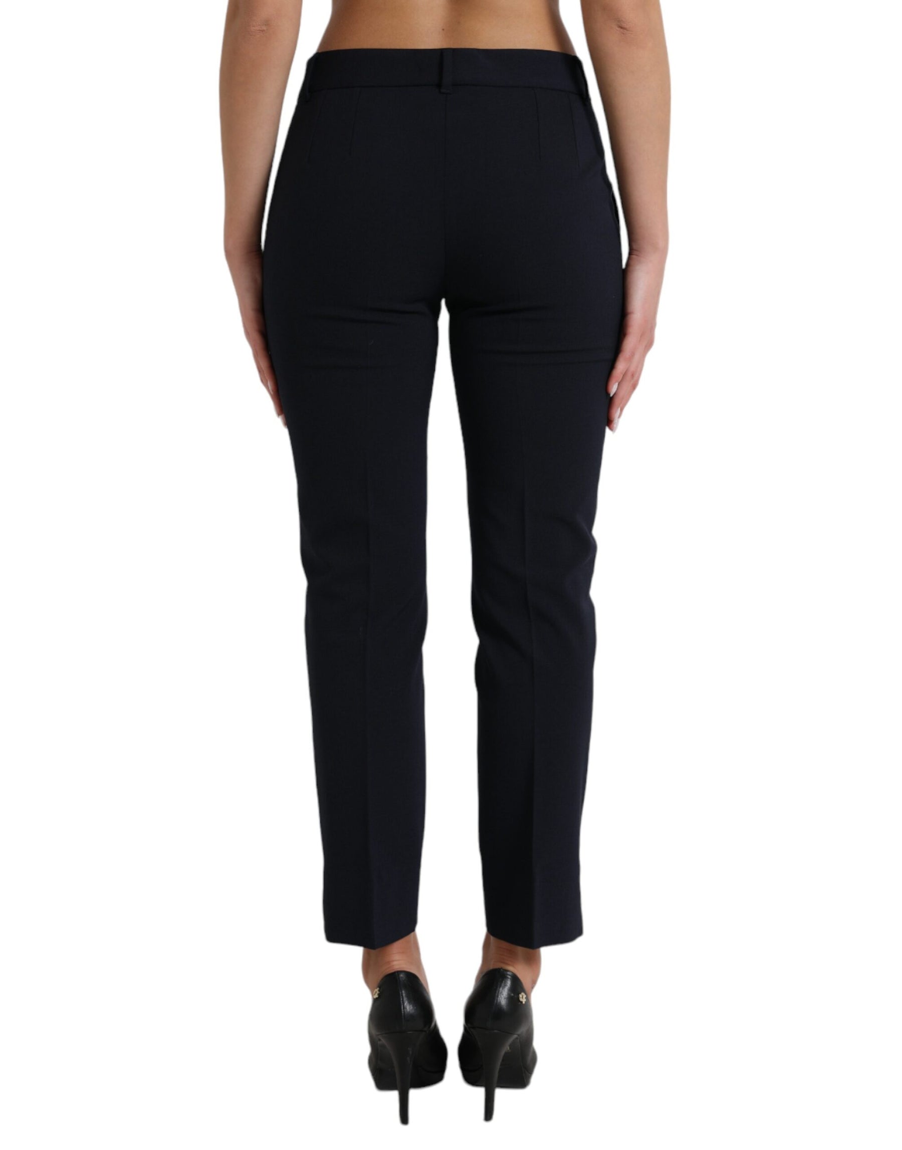 Dolce & Gabbana Blue Mid Waist Tapered Cropped Pants | Regal Royce