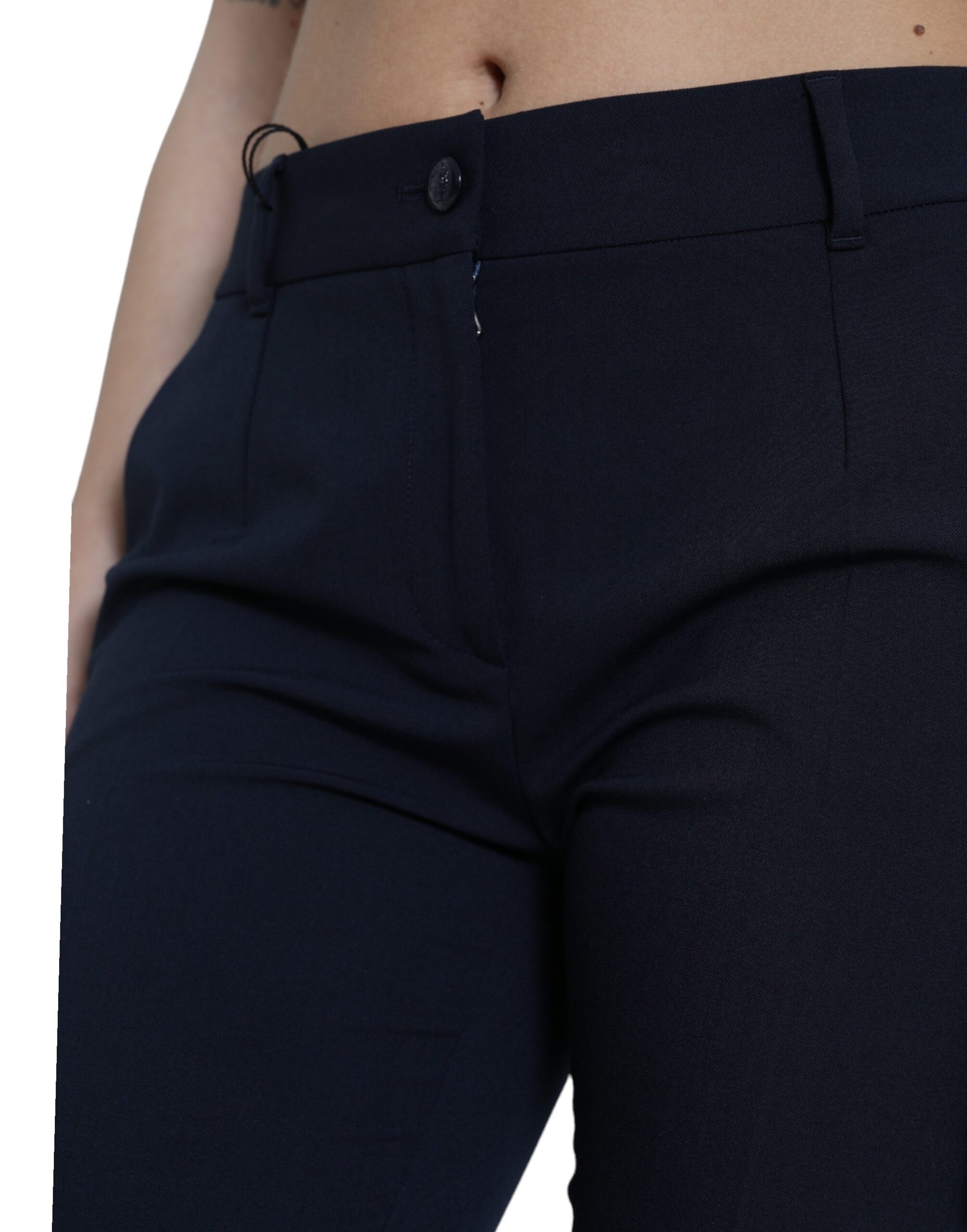 Dolce & Gabbana Blue Mid Waist Tapered Cropped Pants | Regal Royce