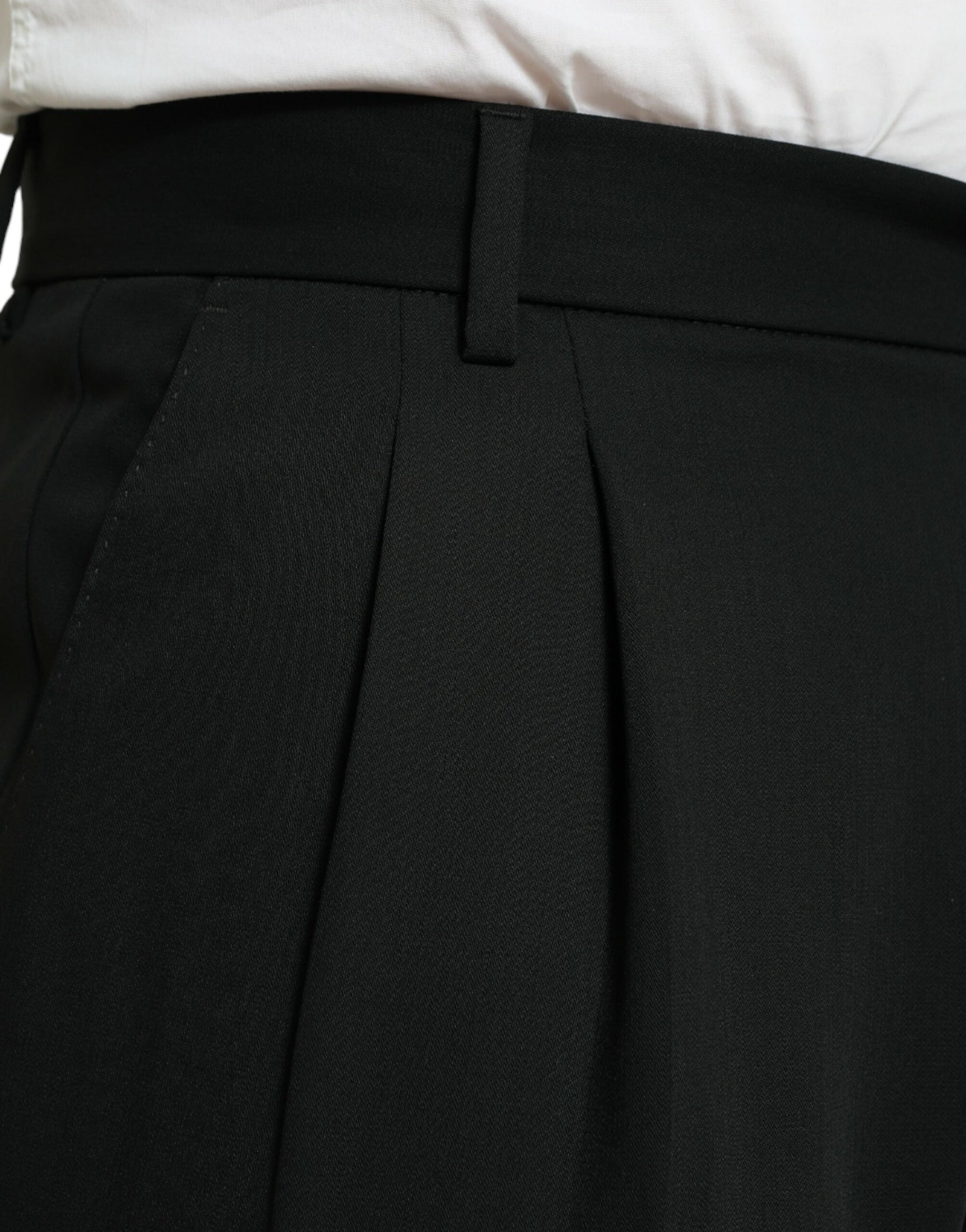 Dolce & Gabbana Black Wool Formal Straight Fit Dress Pants | Regal Royce