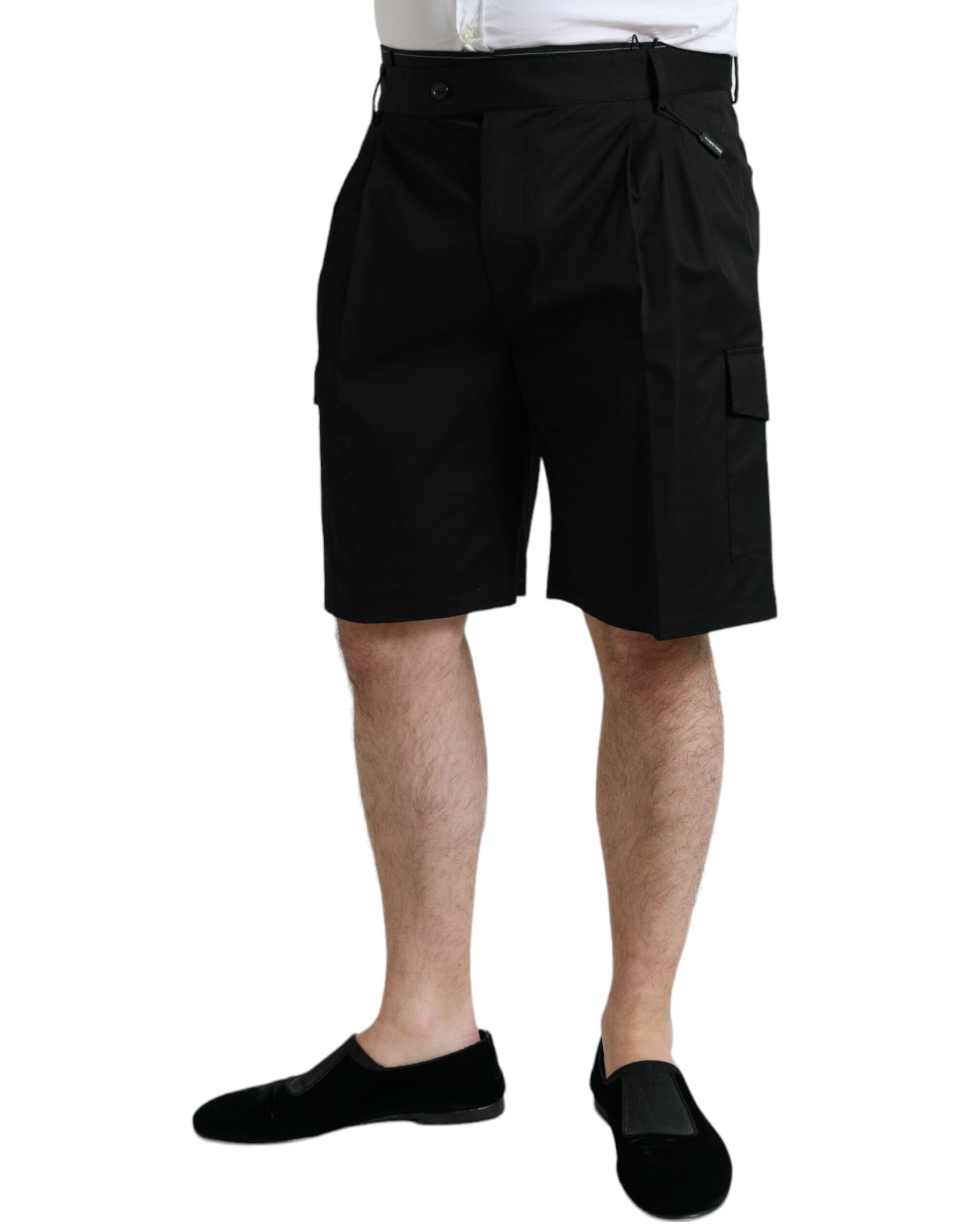 Dolce & Gabbana Black Cotton Stretch Cargo Bermuda Shorts | Regal Royce