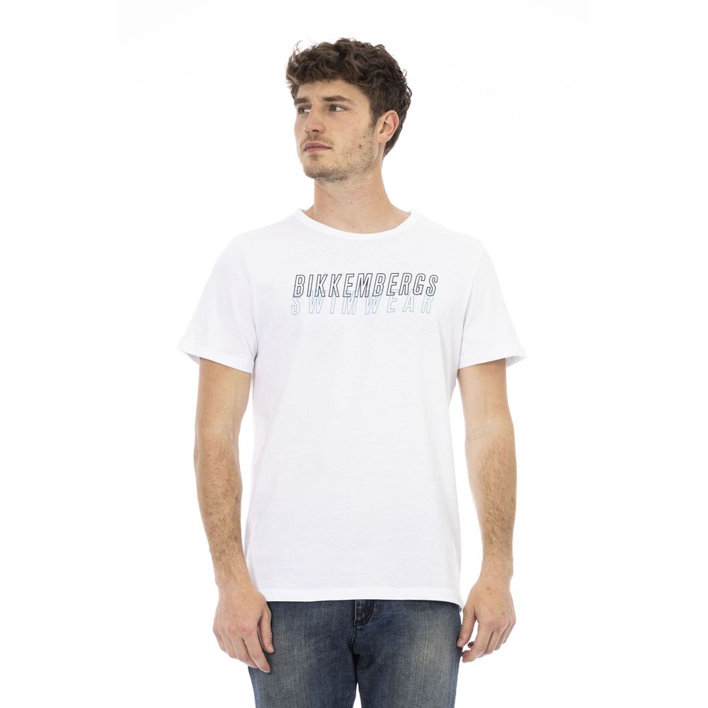 Bikkembergs White Cotton Men T-Shirt | Regal Royce