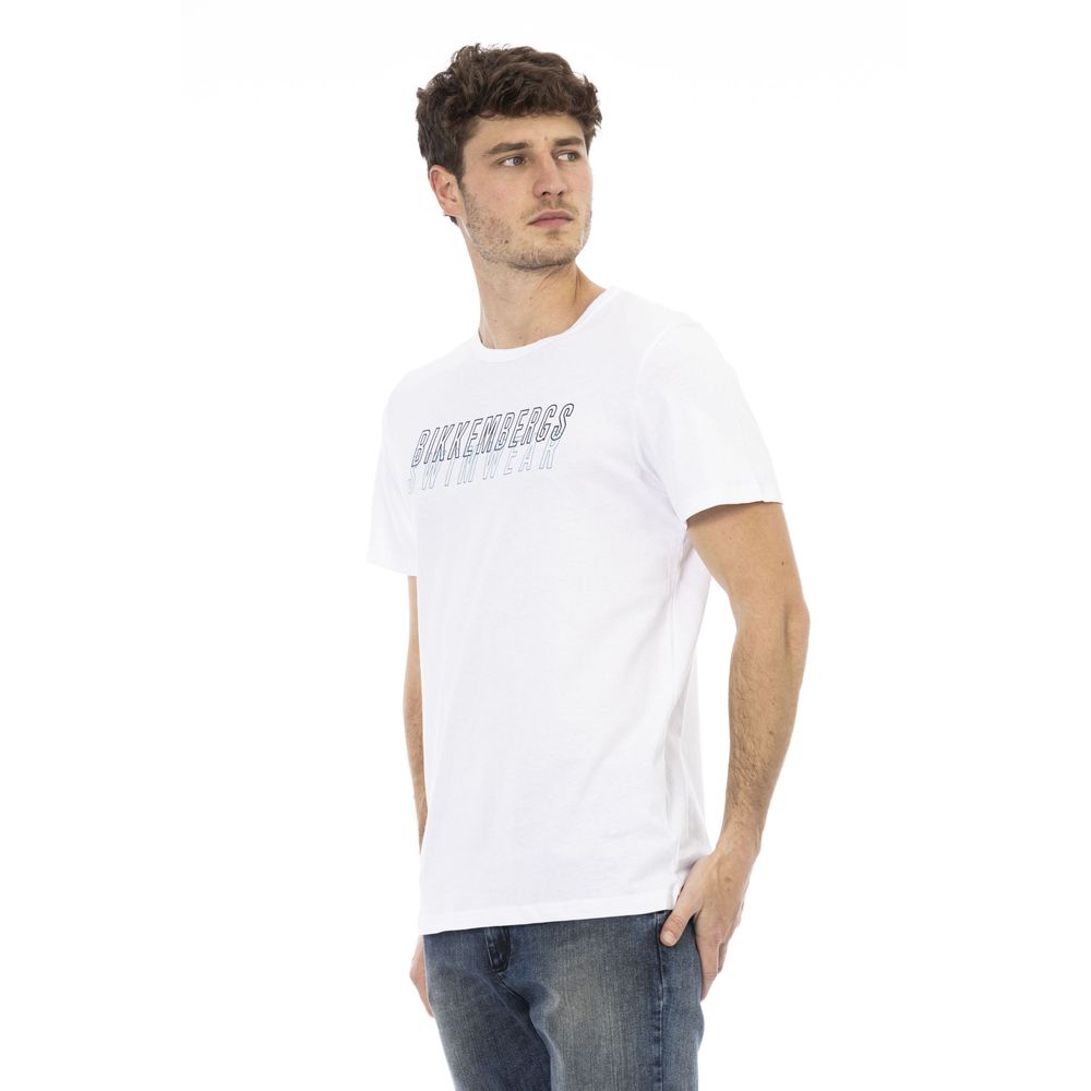 Bikkembergs White Cotton Men T-Shirt | Regal Royce