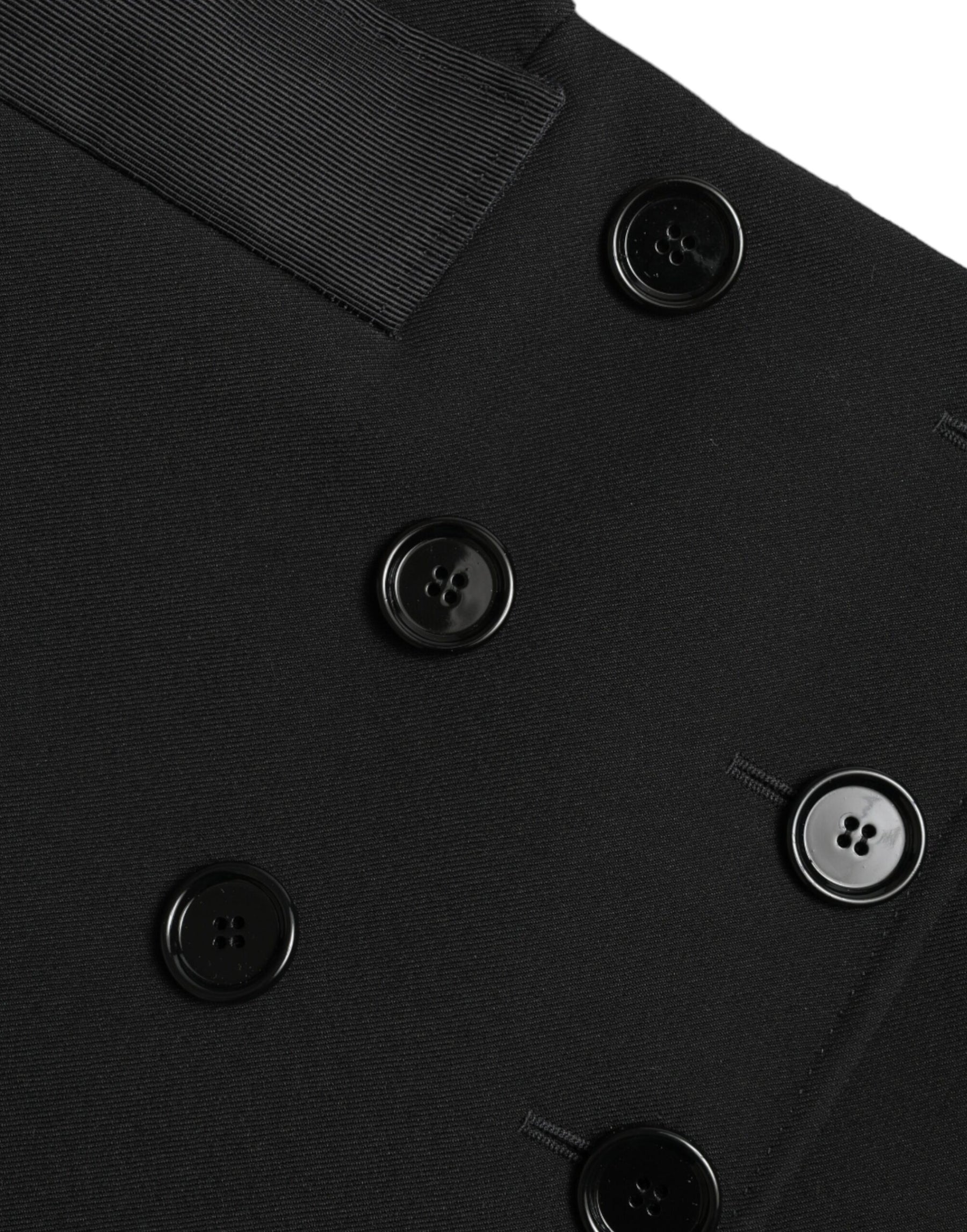 Dolce & Gabbana Black Wool Button High Waist Aline Mini Skirt | Regal Royce