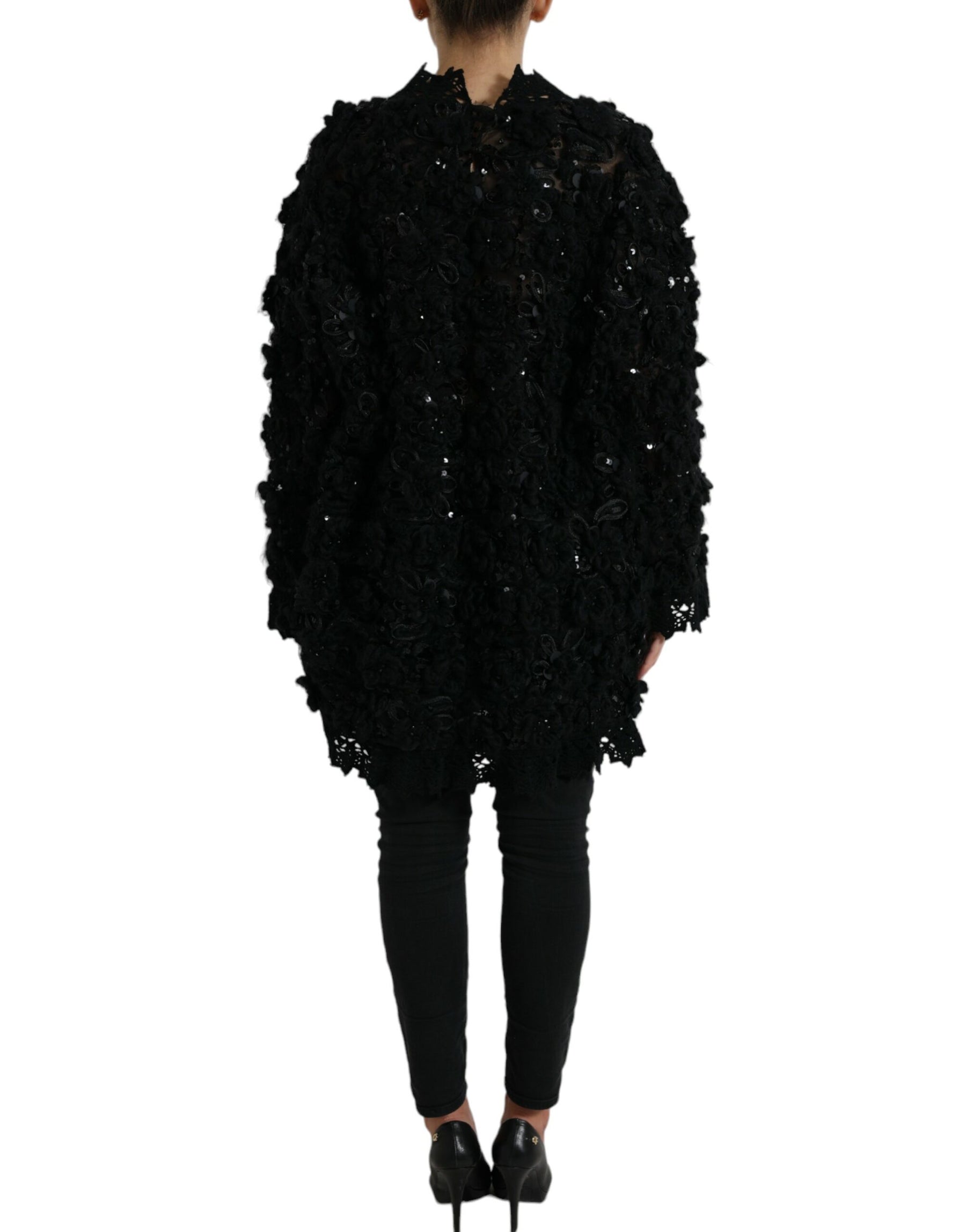 Dolce & Gabbana Black Sequined Embellished Pullover Sweater | Regal Royce