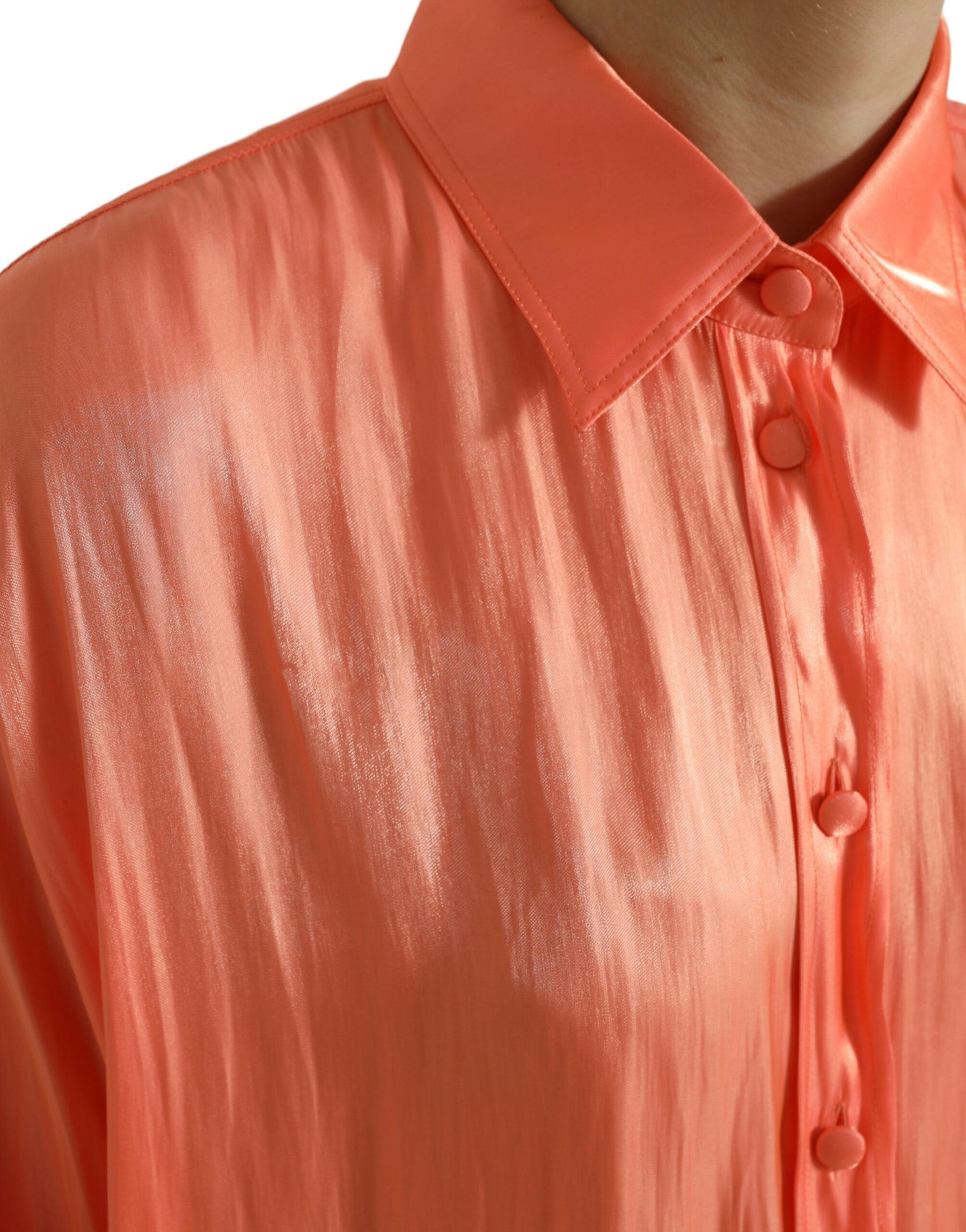 Dolce & Gabbana Peach Long Sleeve Button Down Blouse Top | Regal Royce