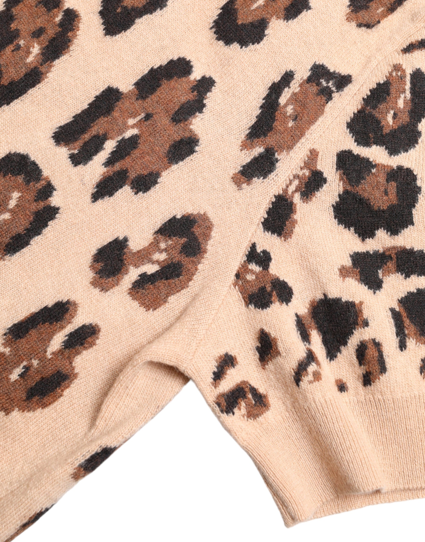 Dolce & Gabbana Beige Leopard Print Wool Turtleneck Top | Regal Royce