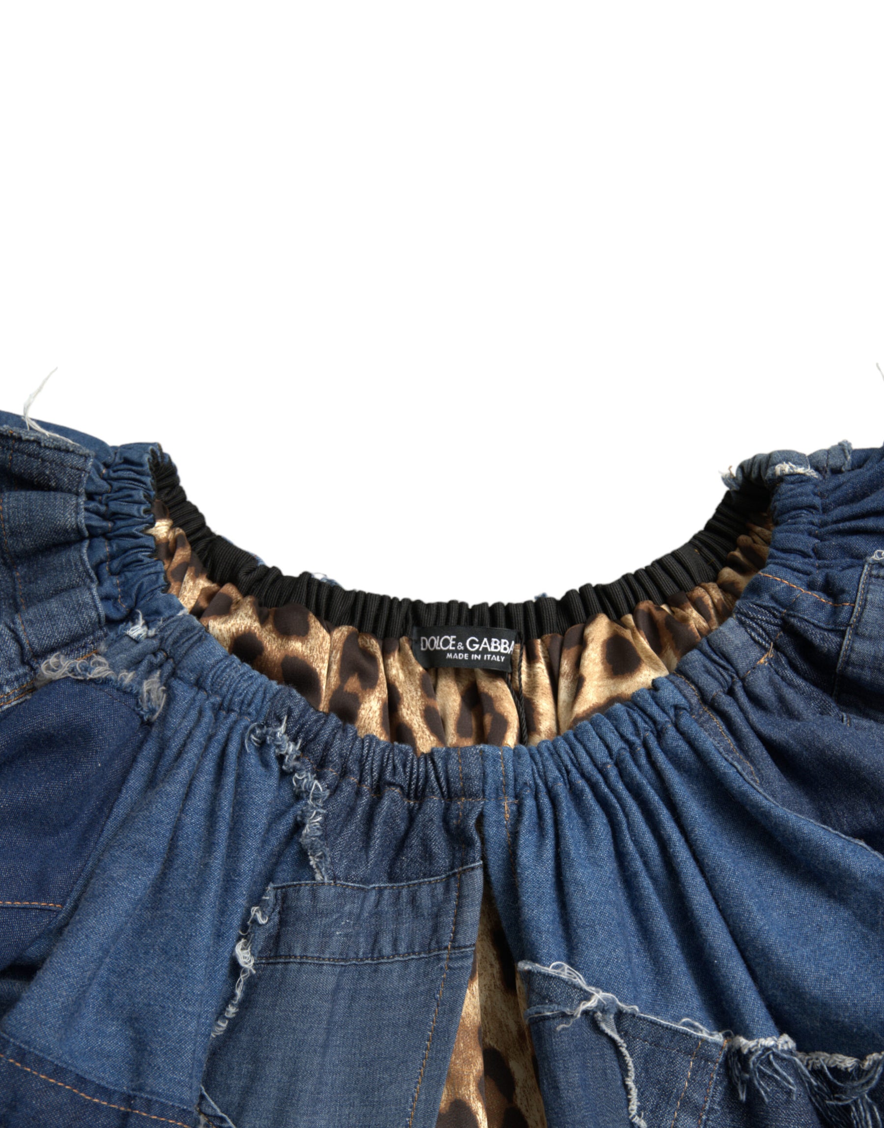 Dolce & Gabbana Blue Patchwork Short Sleeves Denim Blouse Top | Regal Royce