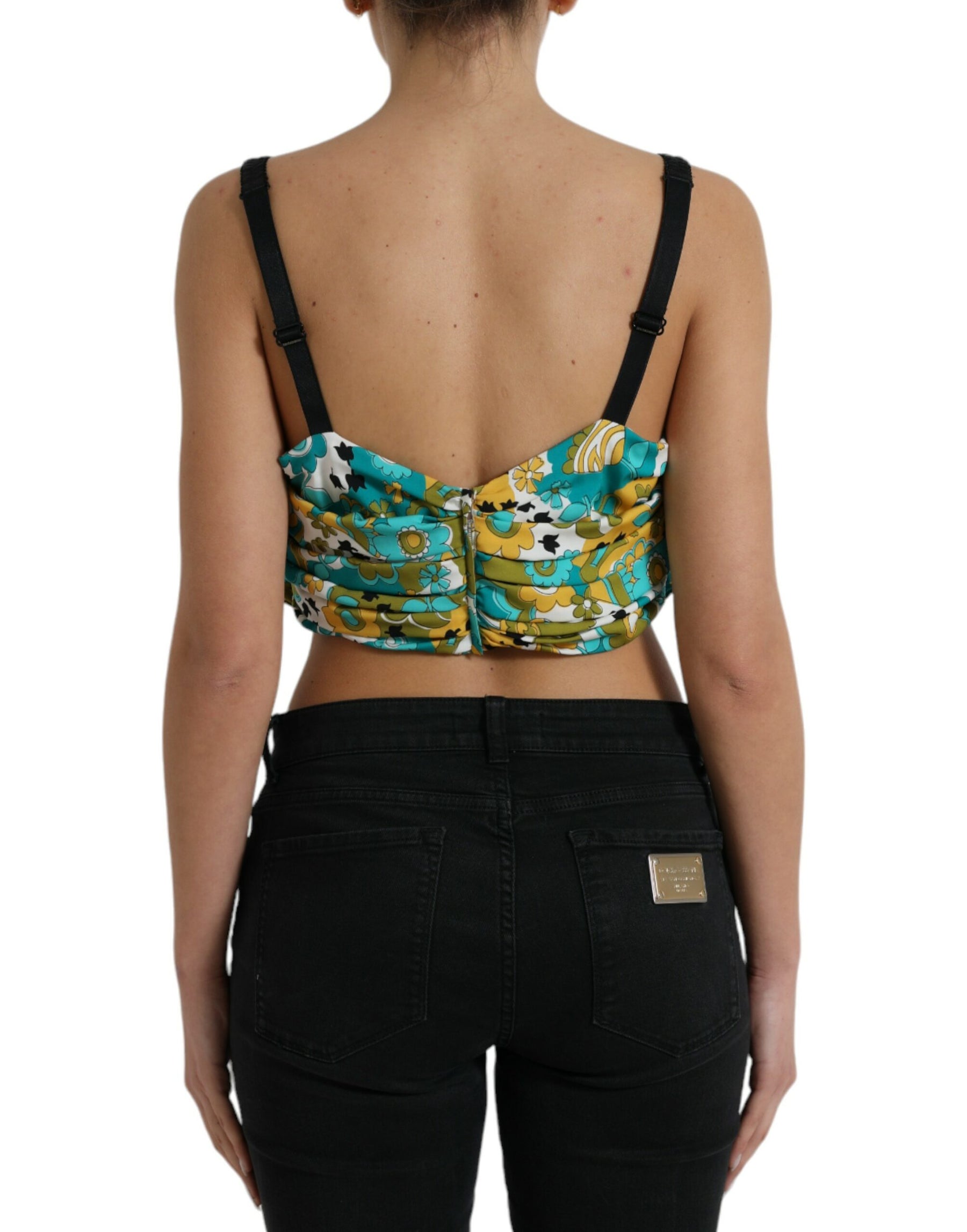Dolce & Gabbana Multicolor Floral Sleeveless Cropped Top | Regal Royce