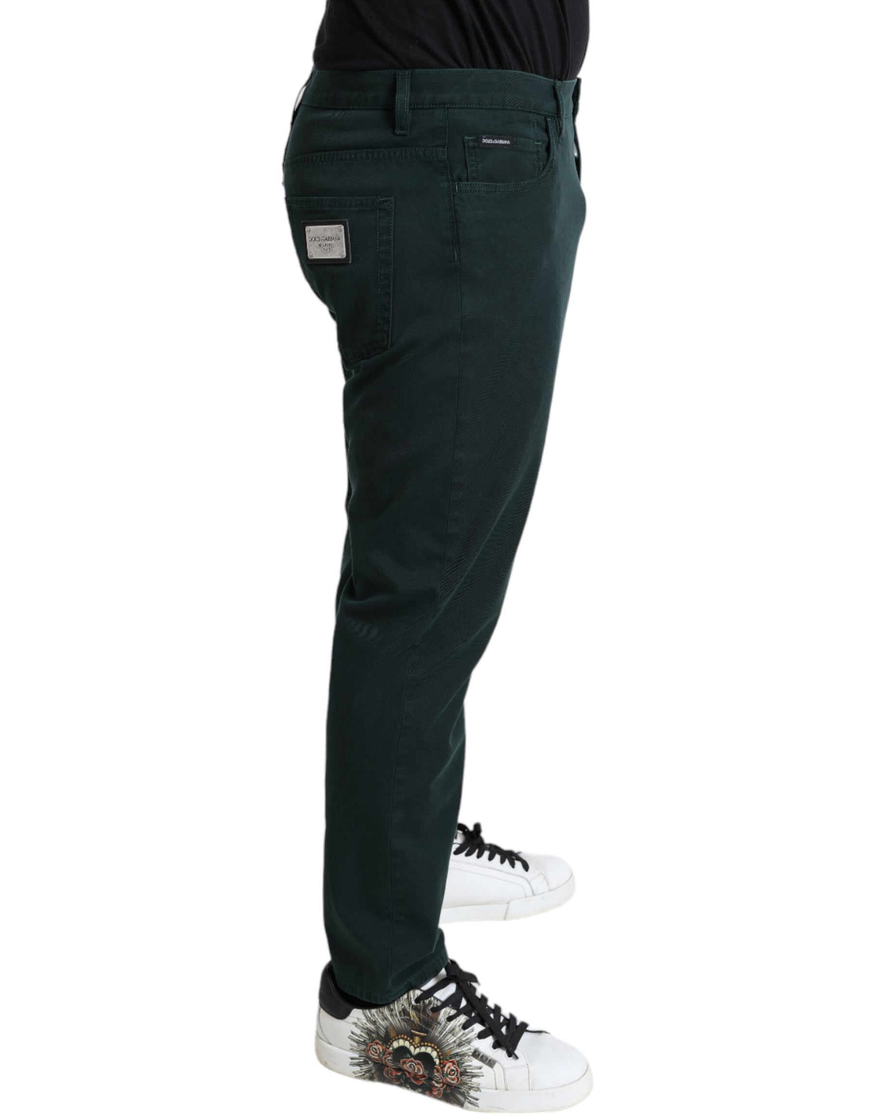 Dolce & Gabbana Green Cotton Stretch Skinny Men Denim Jeans | Regal Royce