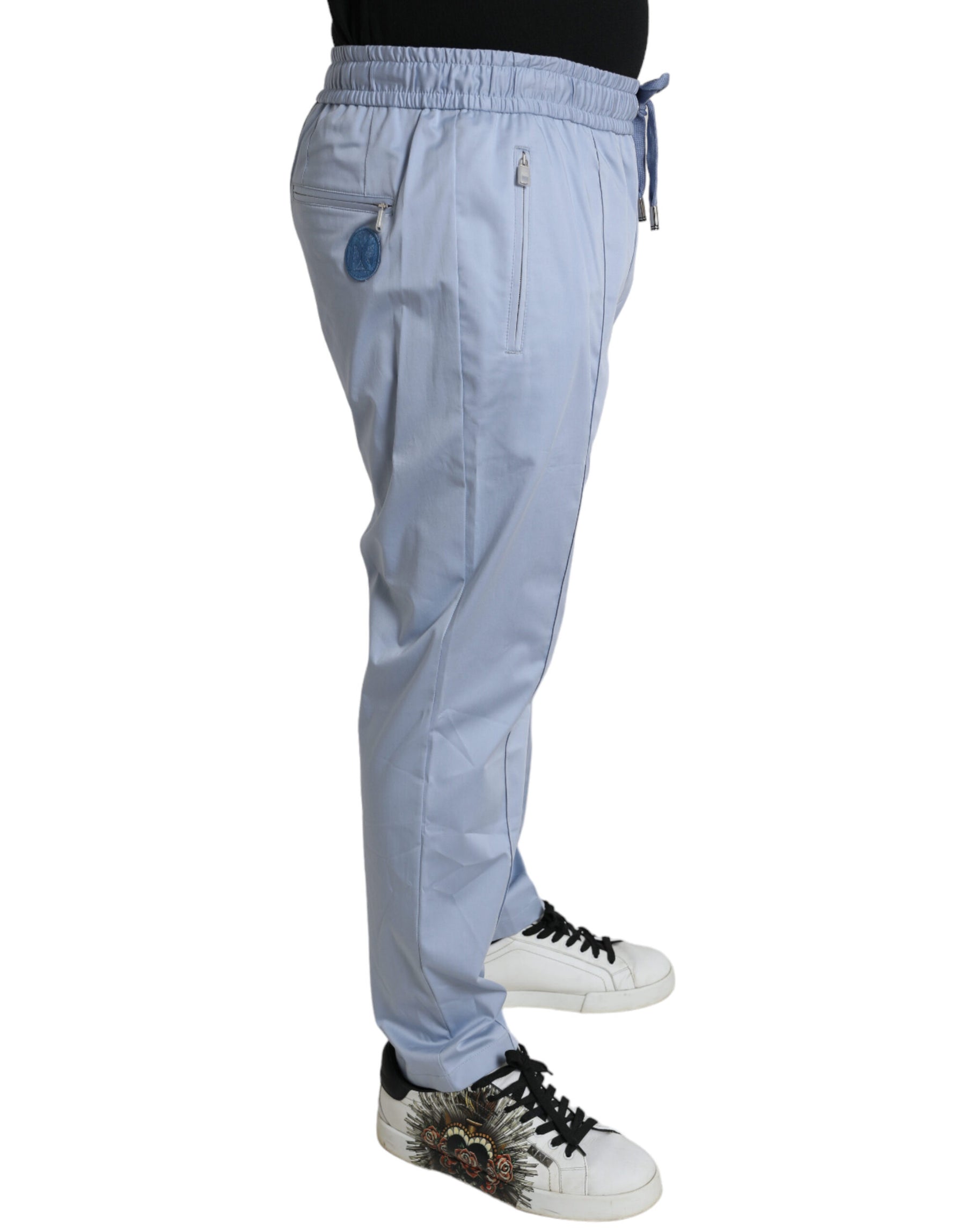Dolce & Gabbana Light Blue Cotton Stretch Jogger Pants | Regal Royce