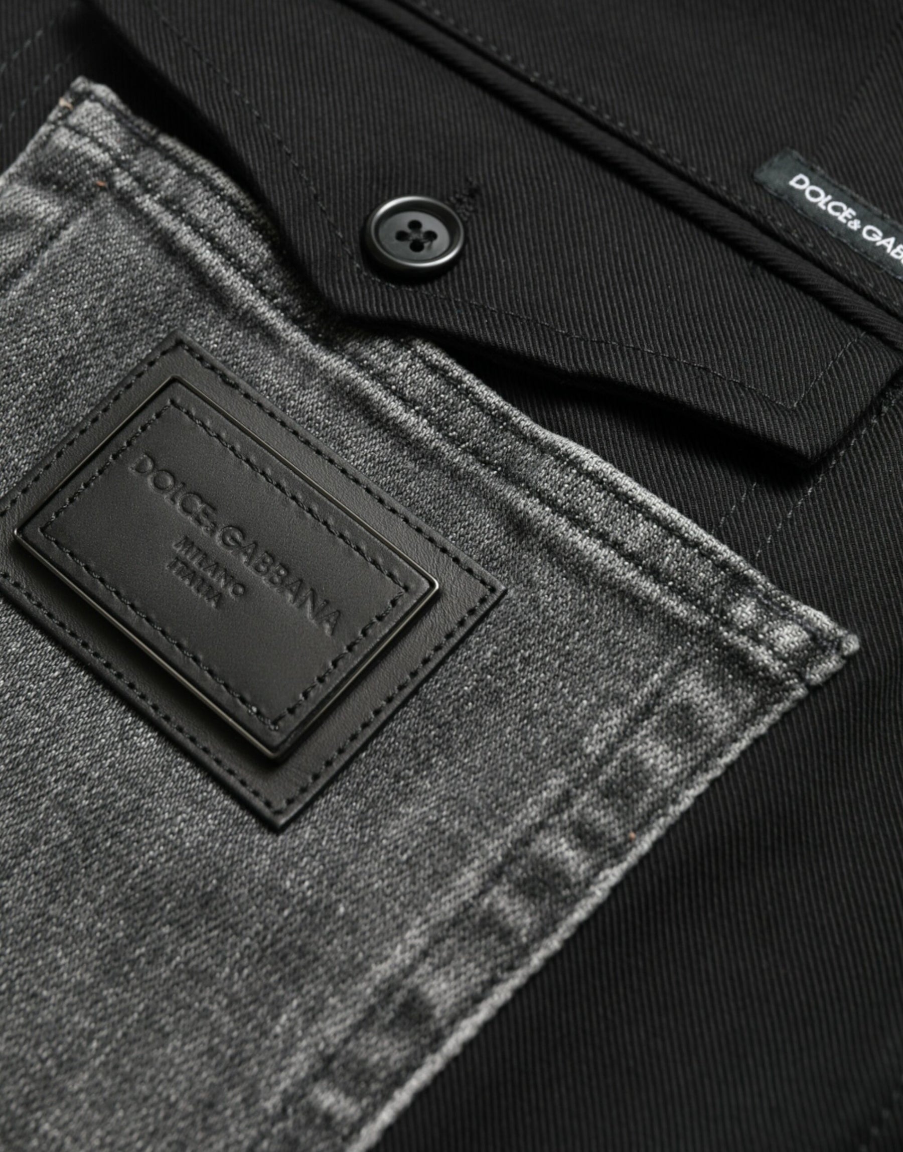 Dolce & Gabbana Black Gray Slim Cotton Denim Jeans Pants | Regal Royce