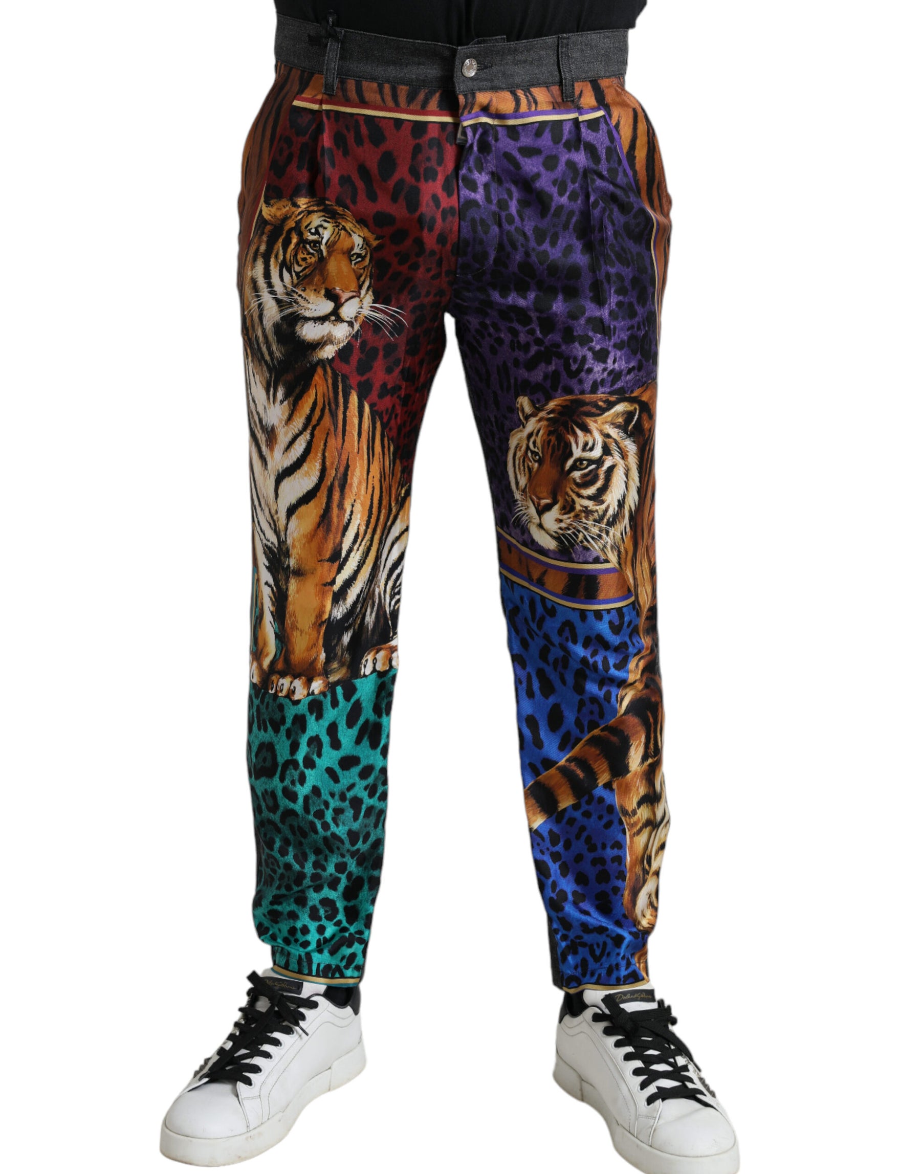 Dolce & Gabbana Multicolor Tiger Cotton Loose Denim Jeans | Regal Royce