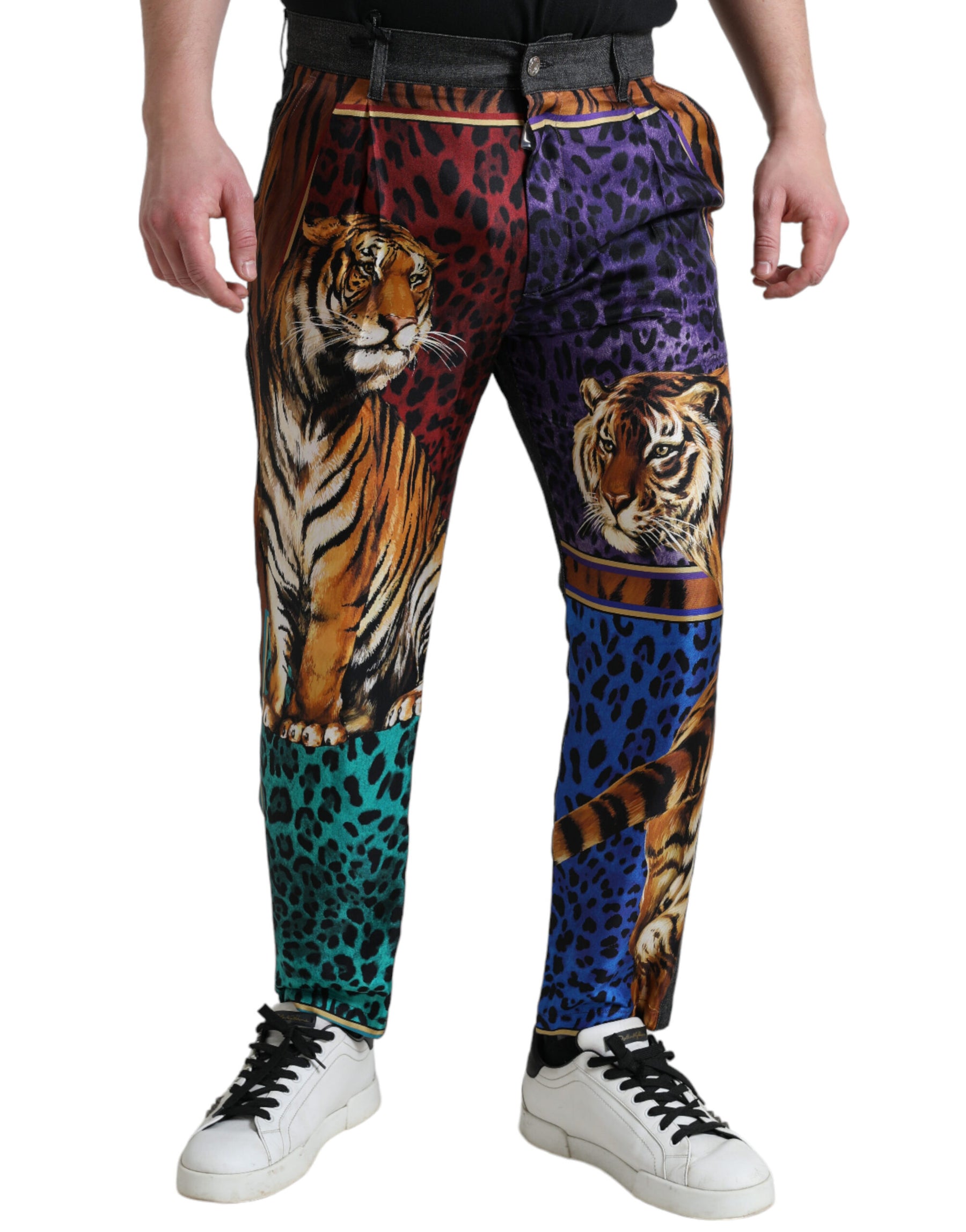 Dolce & Gabbana Multicolor Tiger Cotton Loose Denim Jeans | Regal Royce