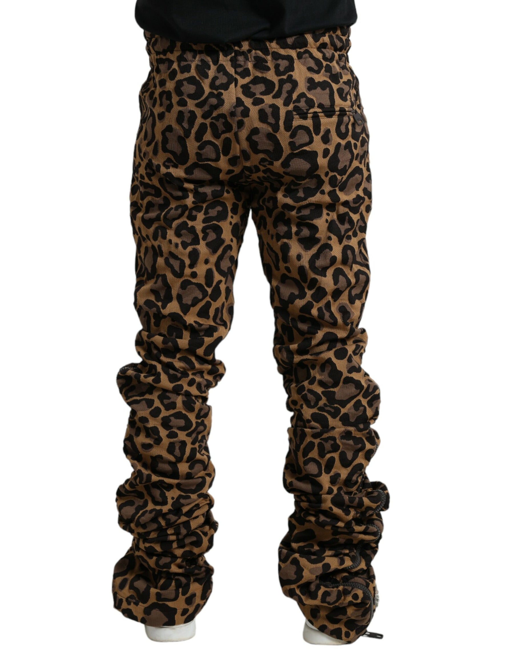 Dolce & Gabbana Brown Leopard Jacquard Jogger Pants | Regal Royce