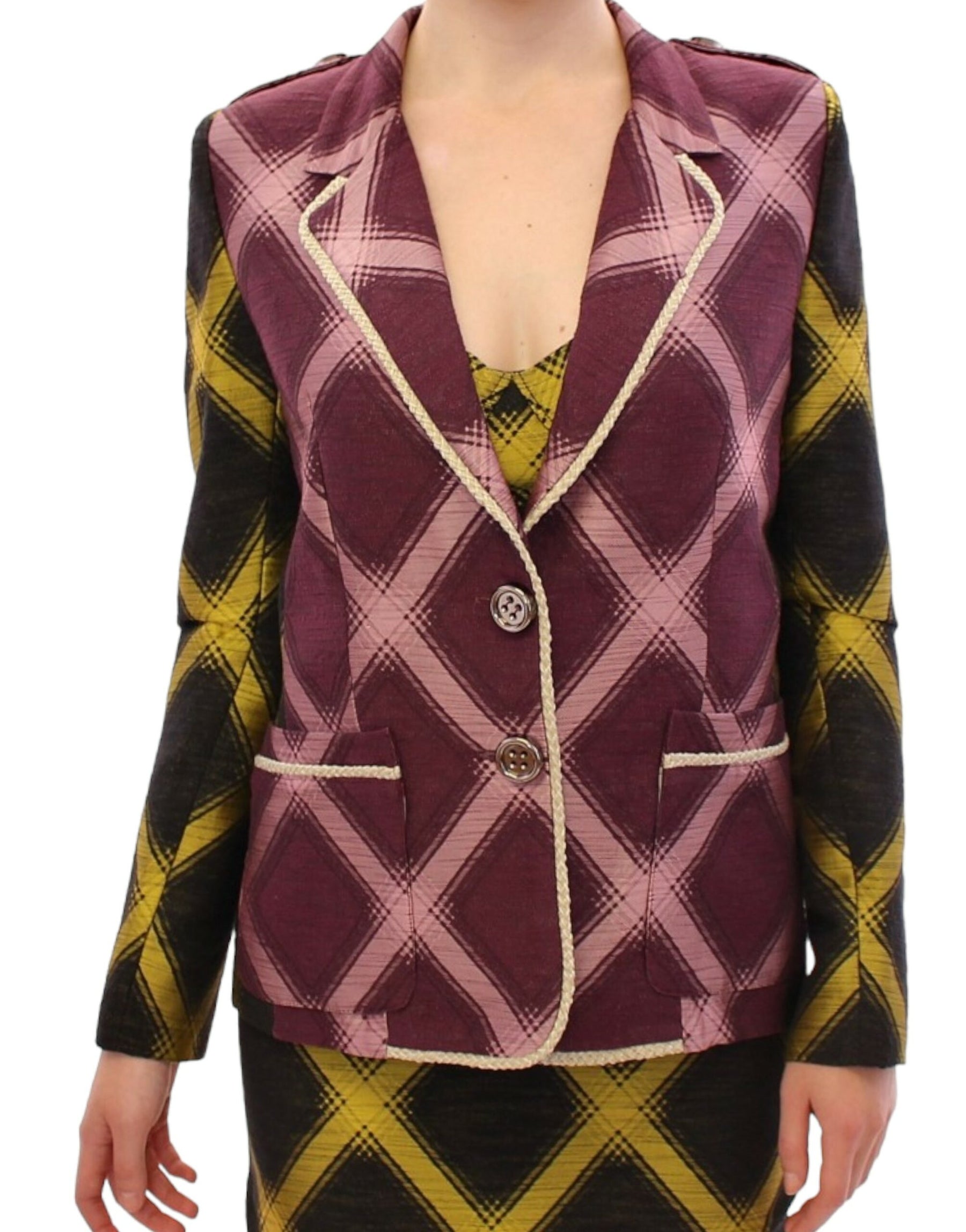 House of Holland Purple checkered blazer jacket | Regal Royce