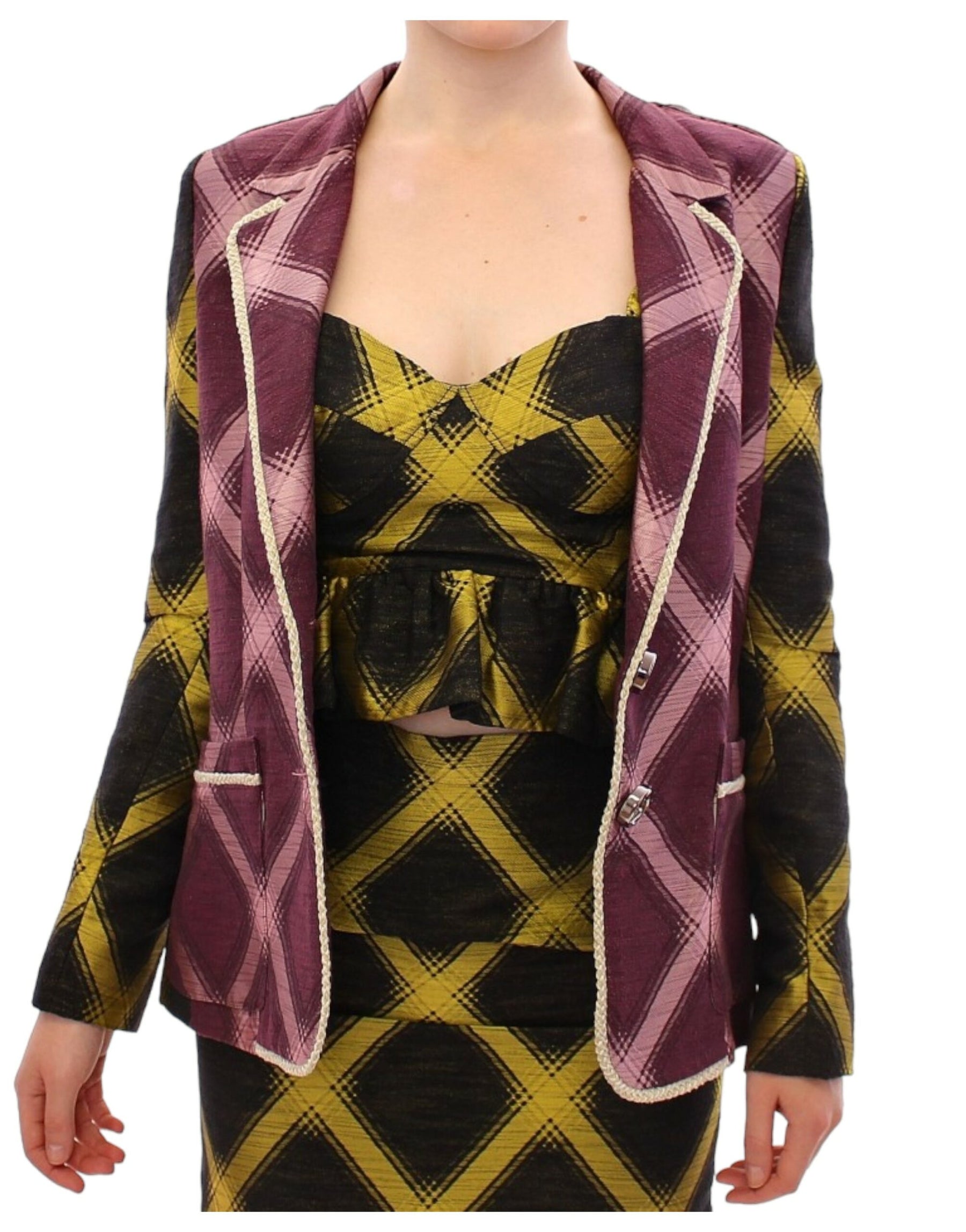 House of Holland Purple checkered blazer jacket | Regal Royce