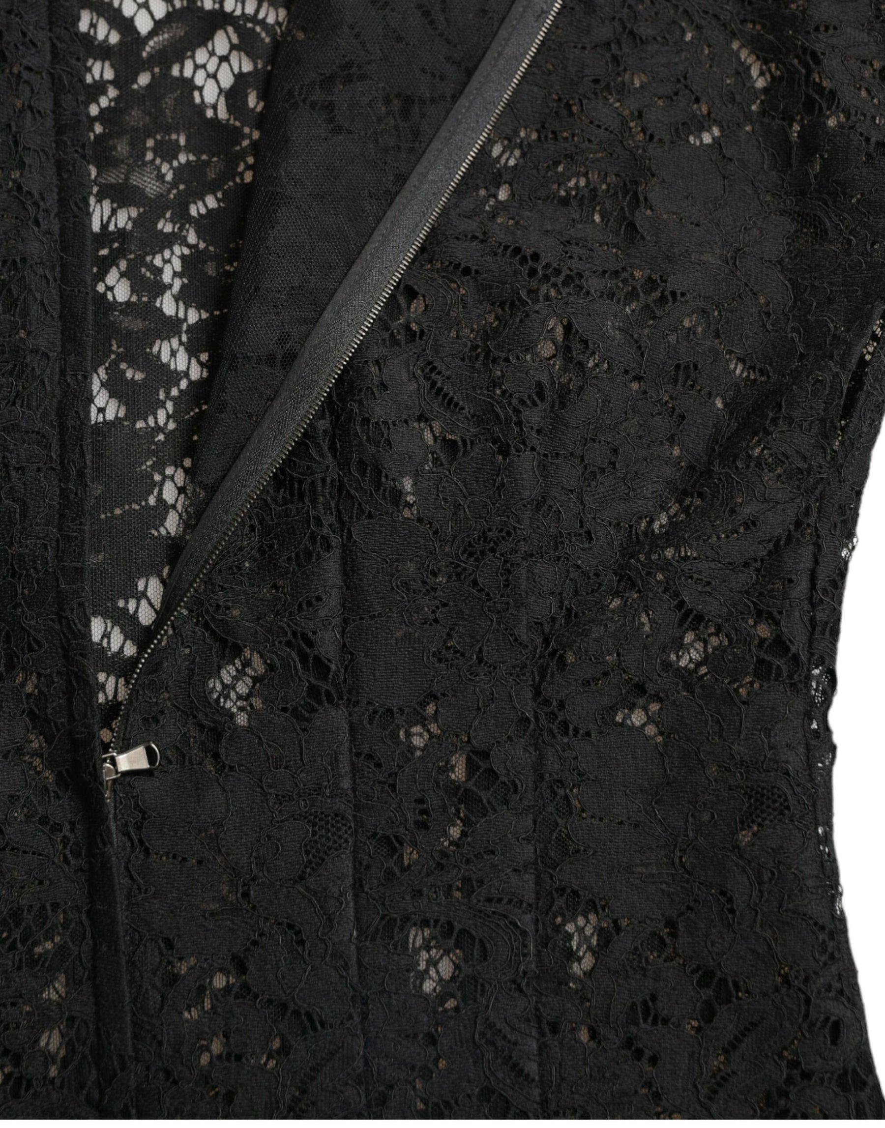 Dolce & Gabbana Black Floral Lace Cotton A-line Mini Dress | Regal Royce