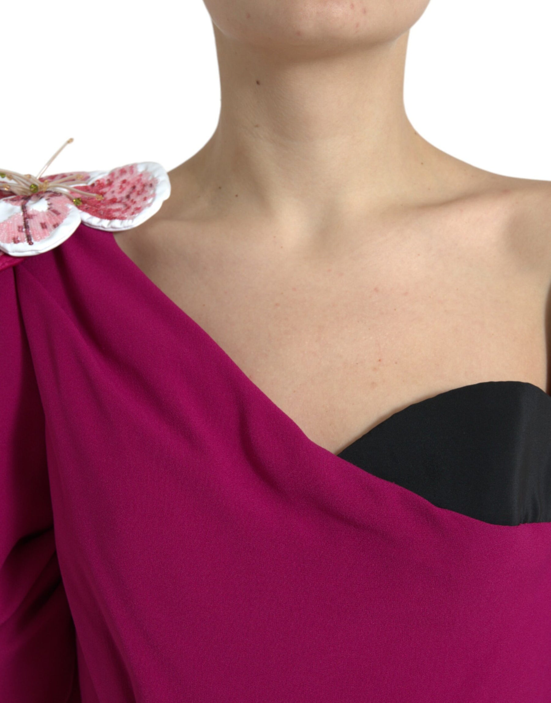 Dolce & Gabbana Purple Flower Embellished One Shoulder Dress | Regal Royce