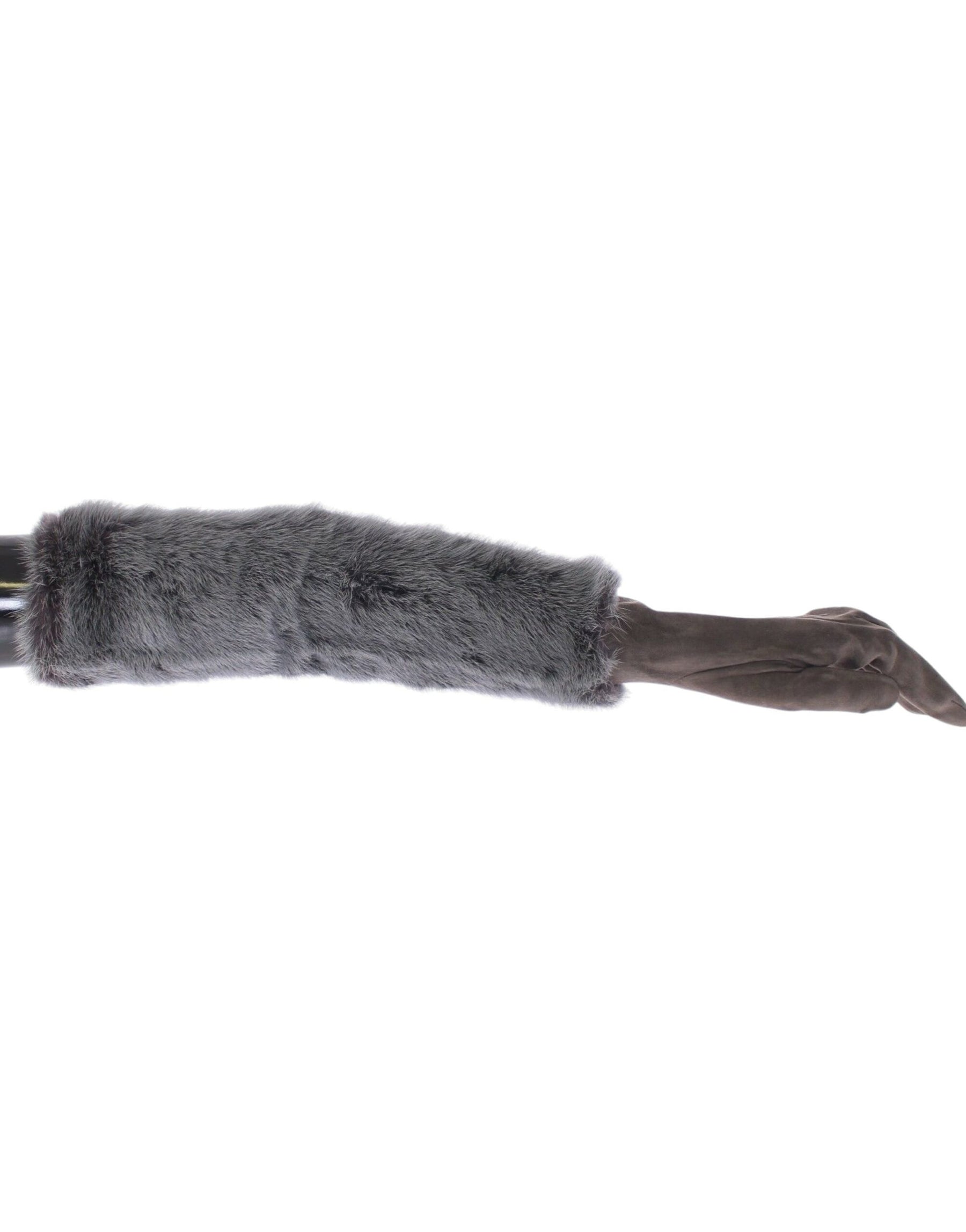 Dolce & Gabbana Gray Mink Fur Lambskin Suede Leather Gloves | Regal Royce