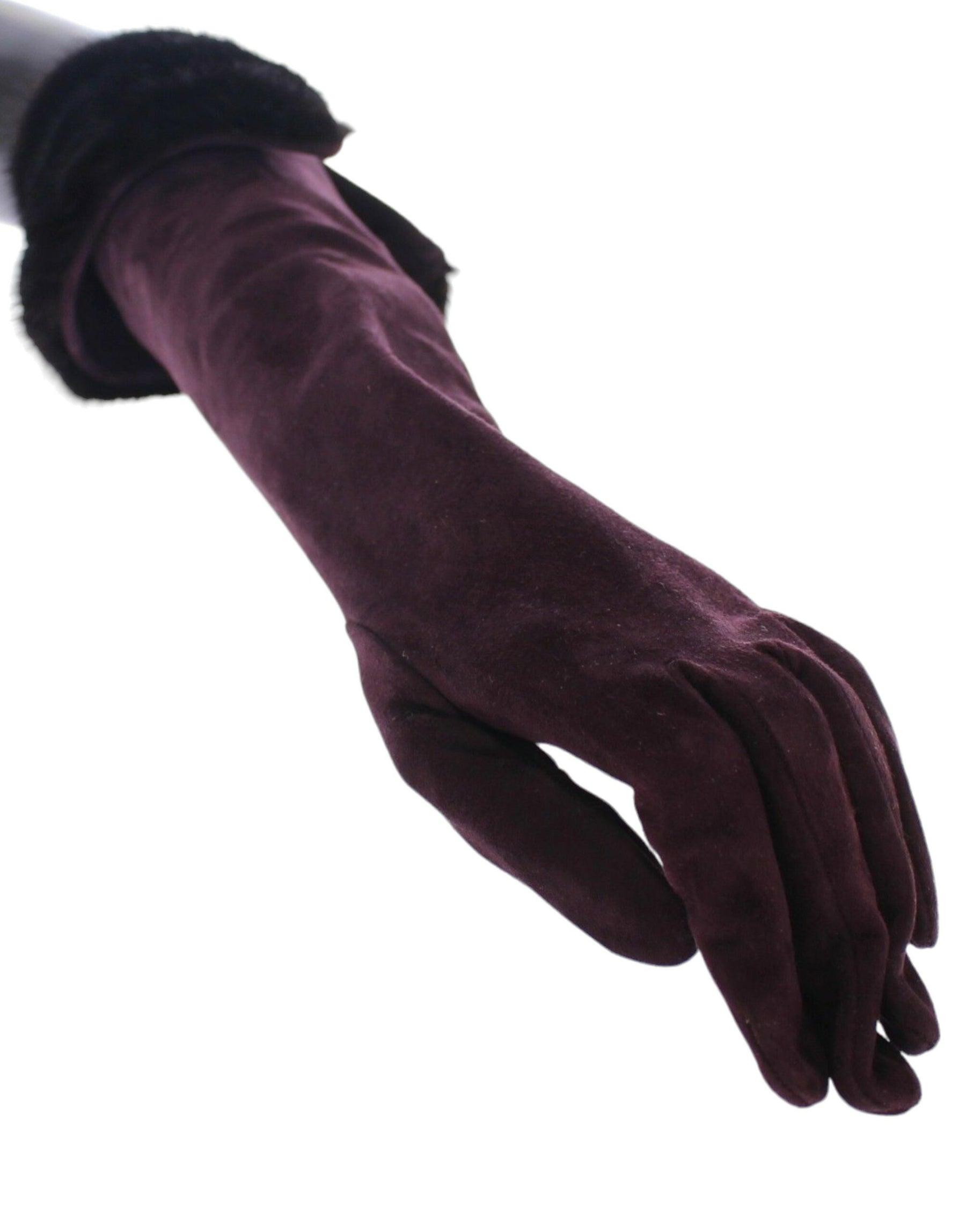 Dolce & Gabbana Purple Mink Fur Goatskin Suede Leather Gloves | Regal Royce