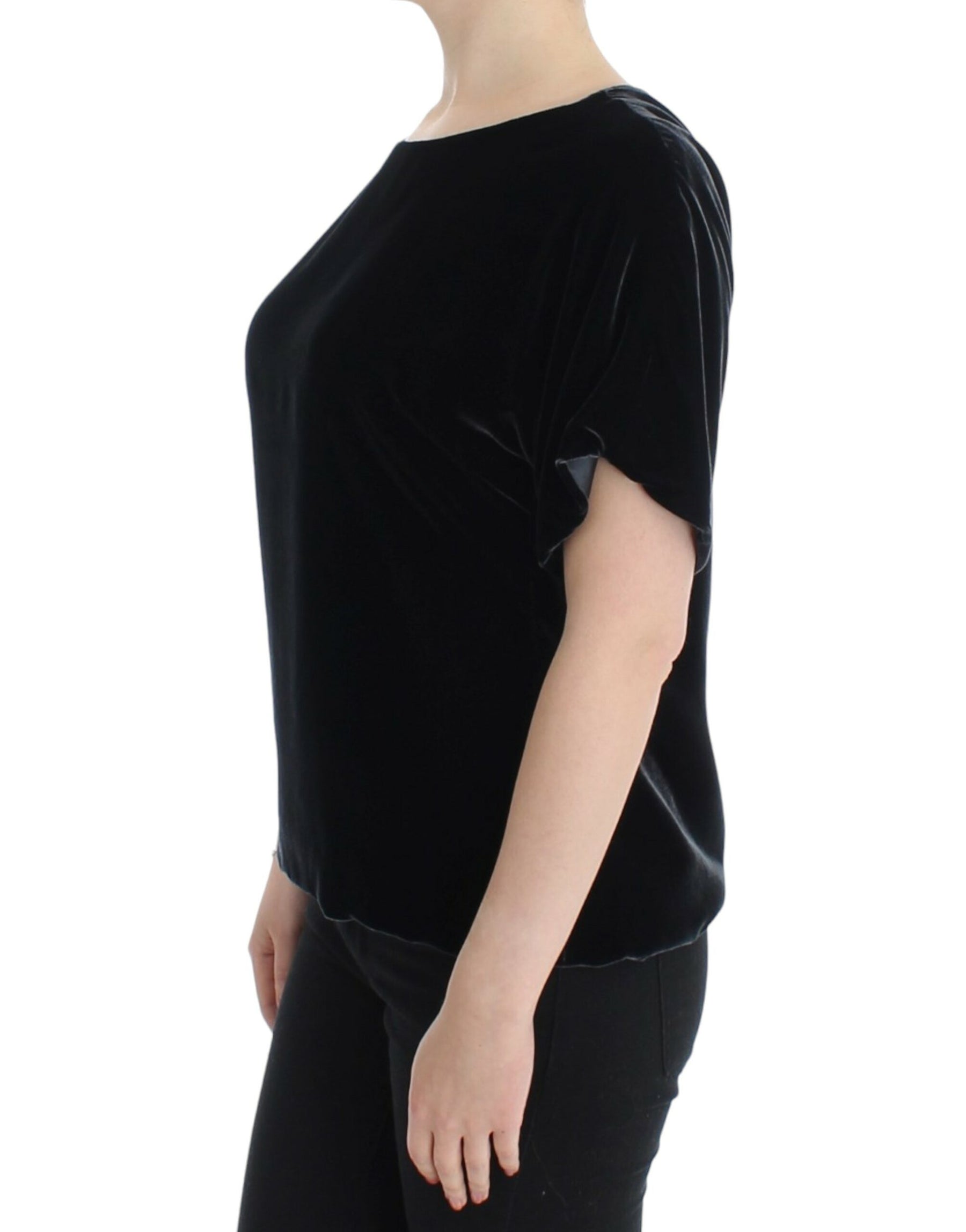 Dolce & Gabbana Black velvet shortsleeved blouse | Regal Royce