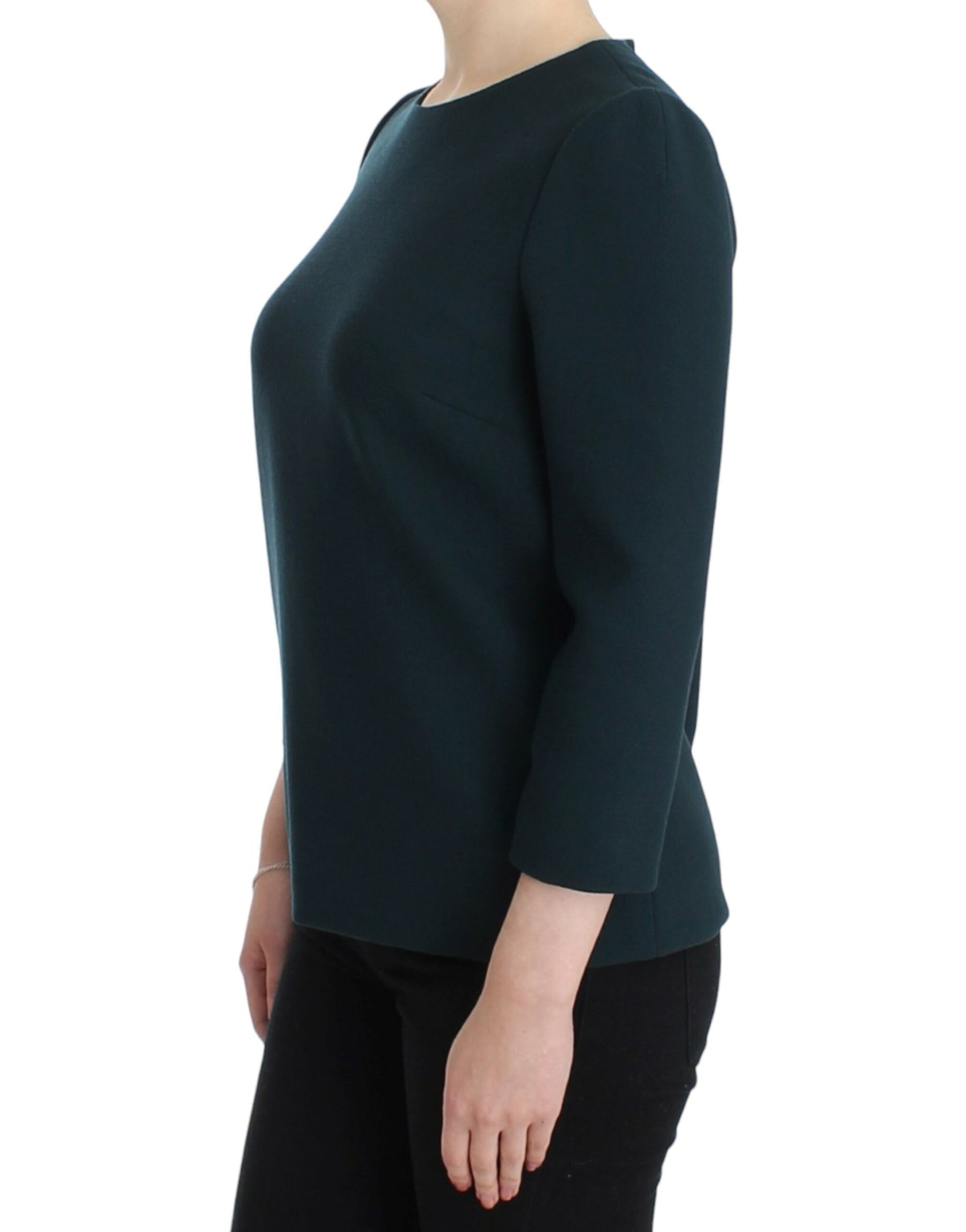 Dolce & Gabbana Green 3/4 sleeve wool blouse | Regal Royce