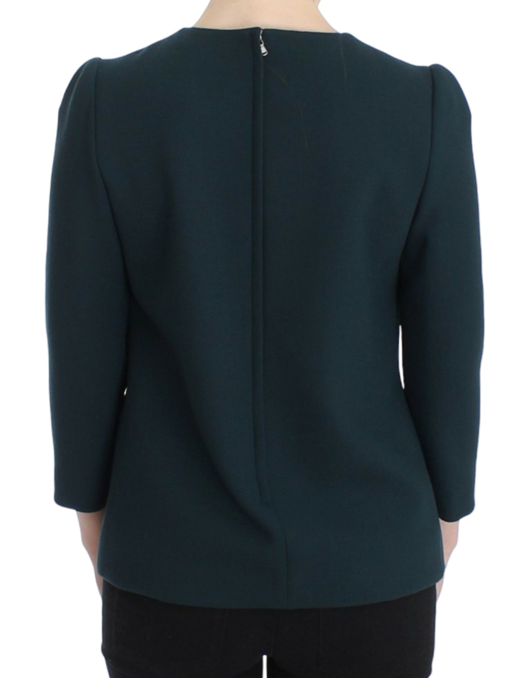 Dolce & Gabbana Green 3/4 sleeve wool blouse | Regal Royce
