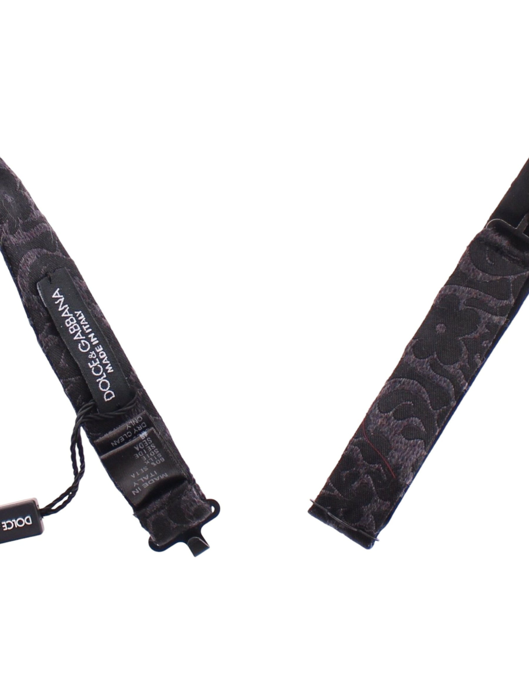 Dolce & Gabbana Gray Black Wool Bow Tie | Regal Royce