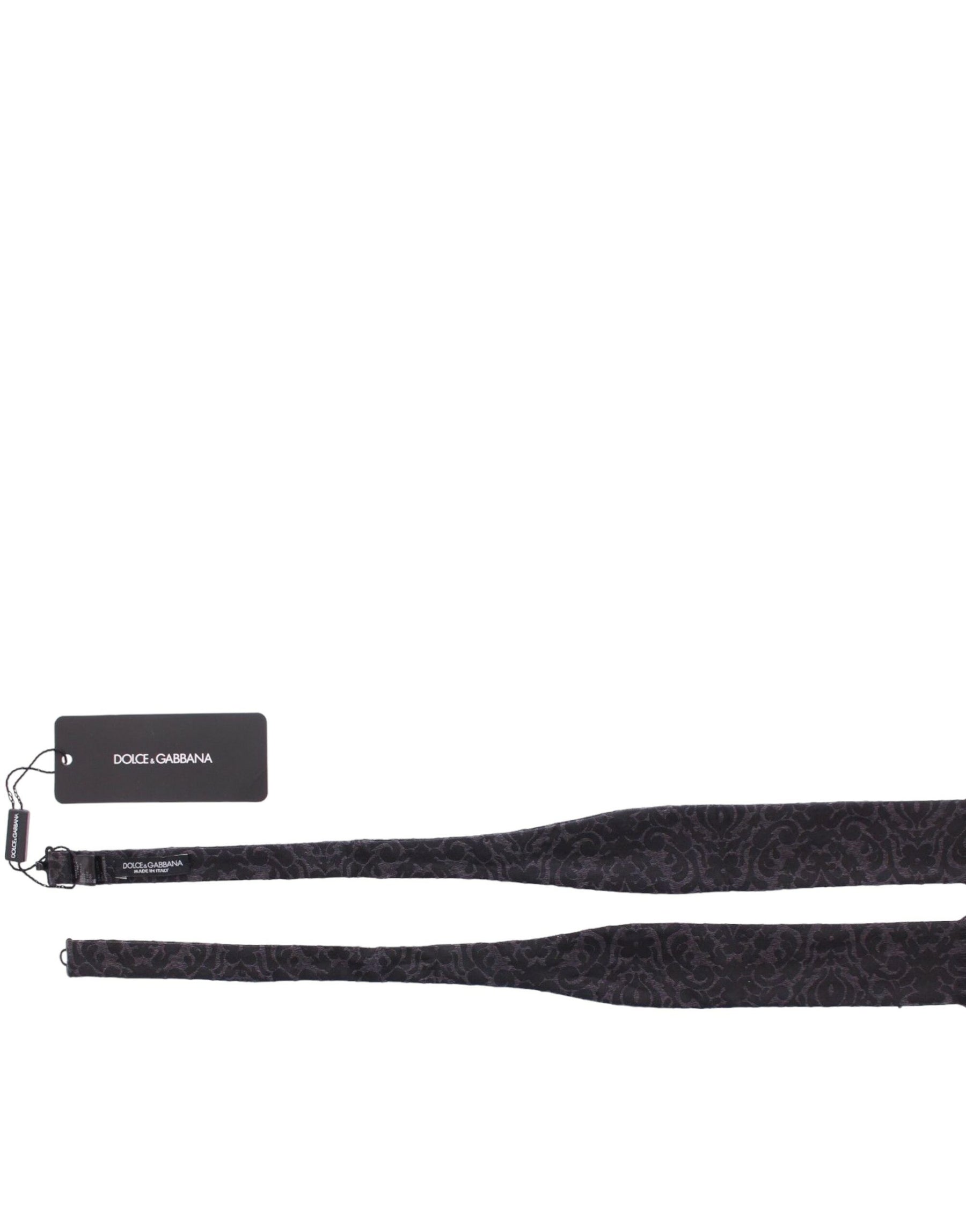 Dolce & Gabbana Gray Black Wool Bow Tie | Regal Royce